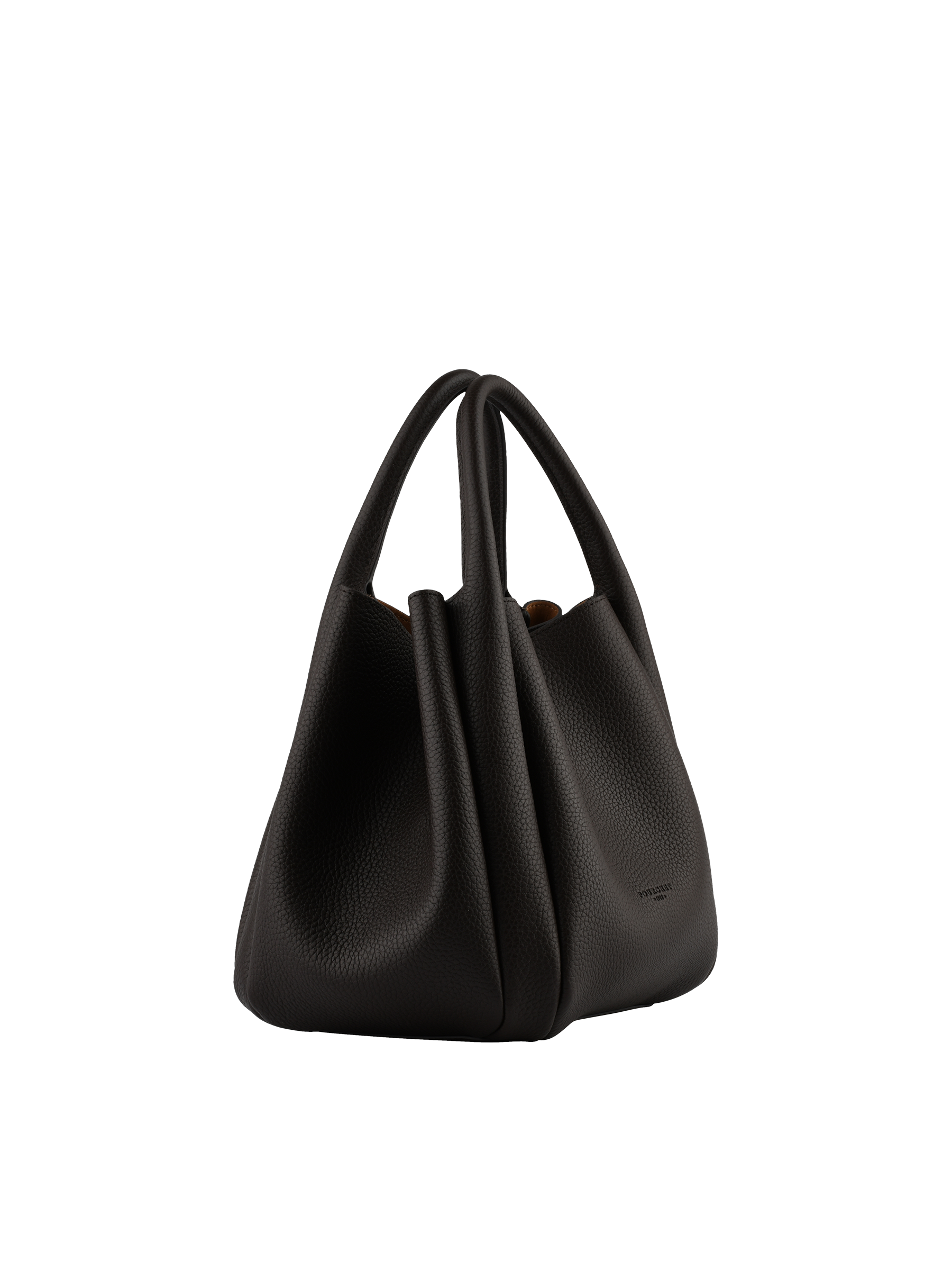 Calfskin leather handbag POURCHET Brown