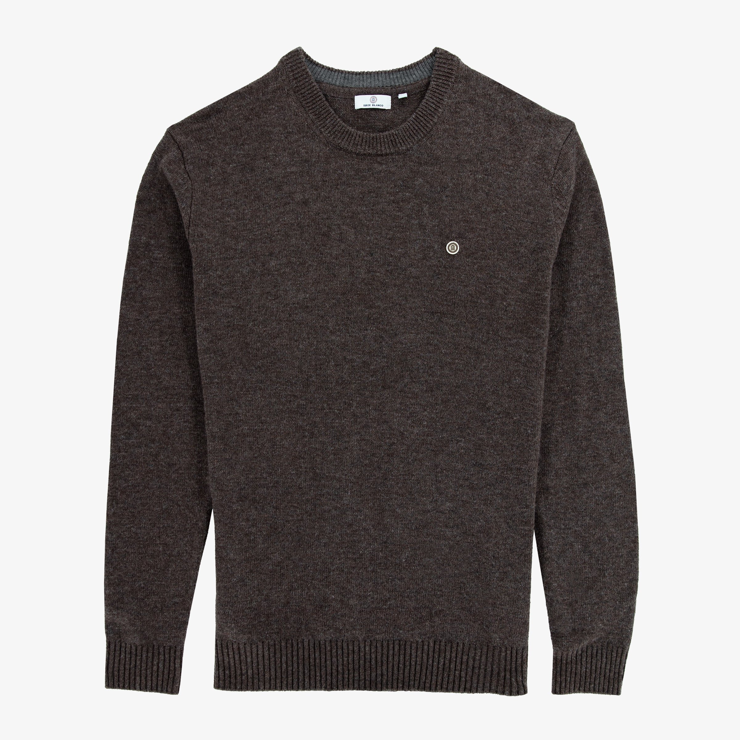 Round-neck wool-blend sweater SERGE BLANCO Brown