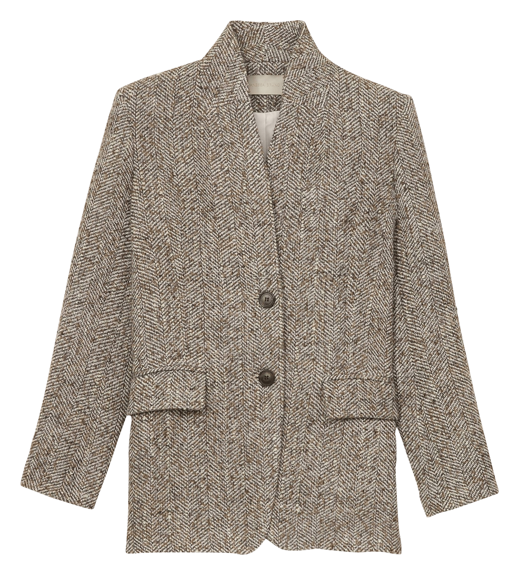 Gerade geschnittene Jacke mit Fischgrätmuster VANESSA BRUNO Beige