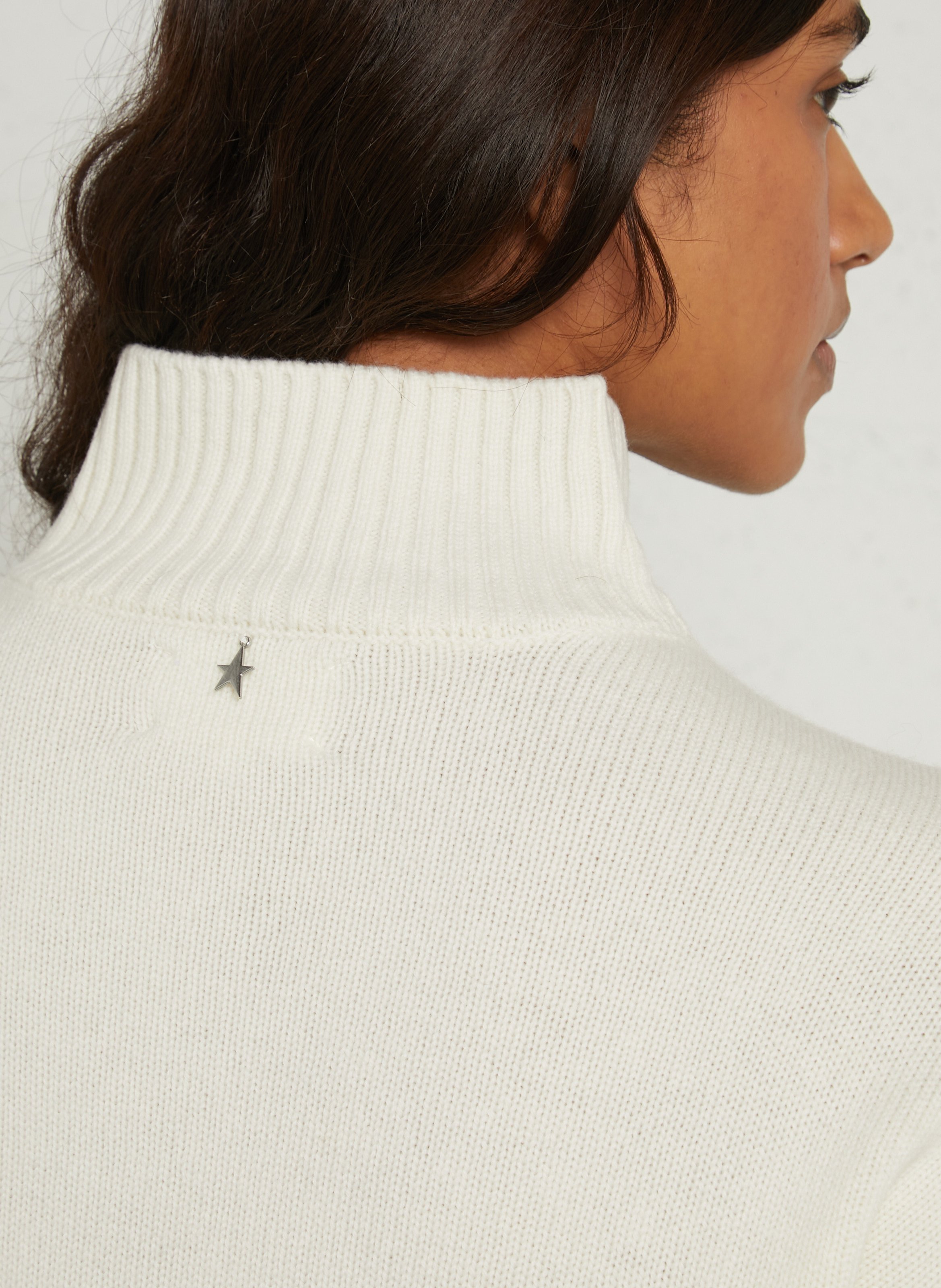 Pull droit col montant en laine SUD EXPRESS Blanc
