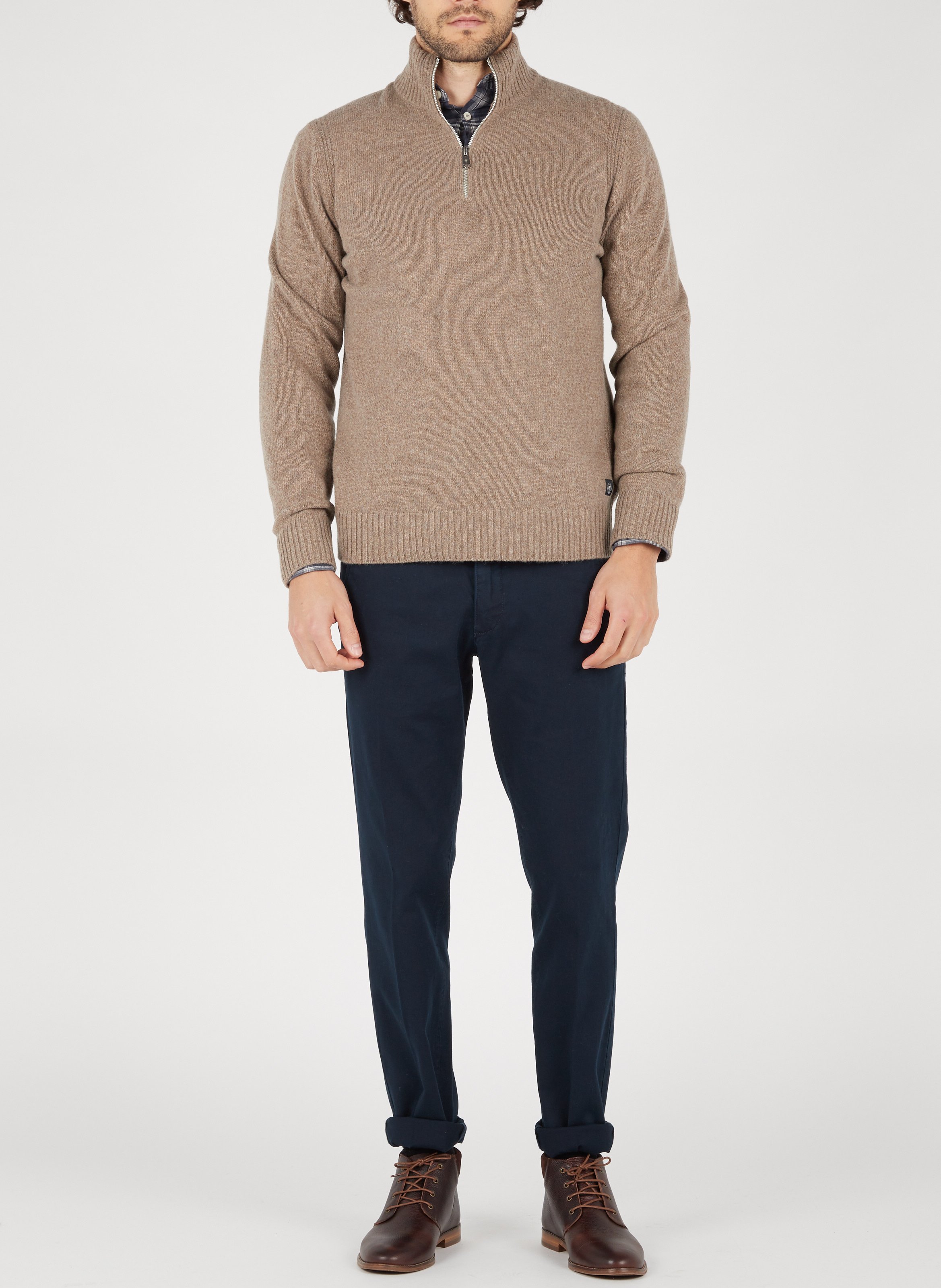 Slim-fit cotton-blend chinos Blue