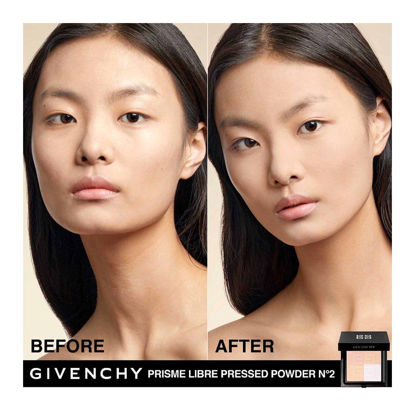 PRISME LIBRE PRESSED POWDER - Compact poeder met fixerend, blurring en mat effect GIVENCHY N02 - satin blanc