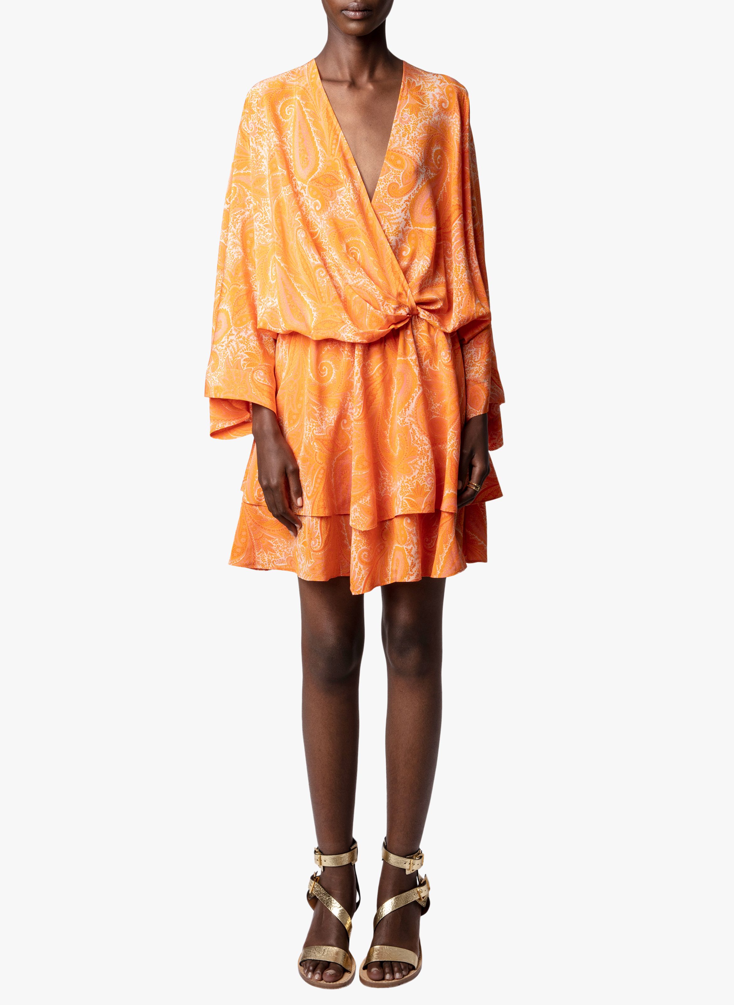 orange silk dress short