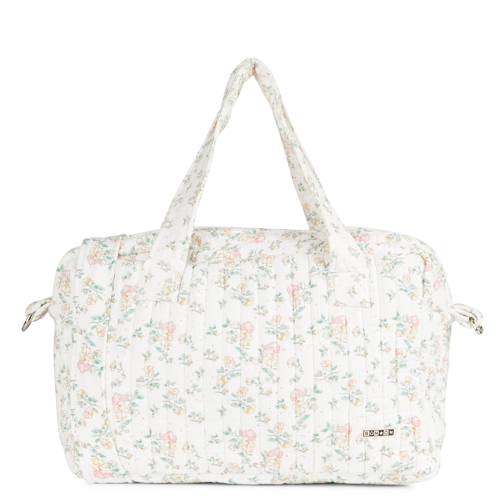 Cabas en coton à imprimé fleuri  BONTON Blanc