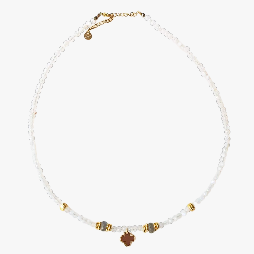 Sunstone clover necklace GINANDGER Orange