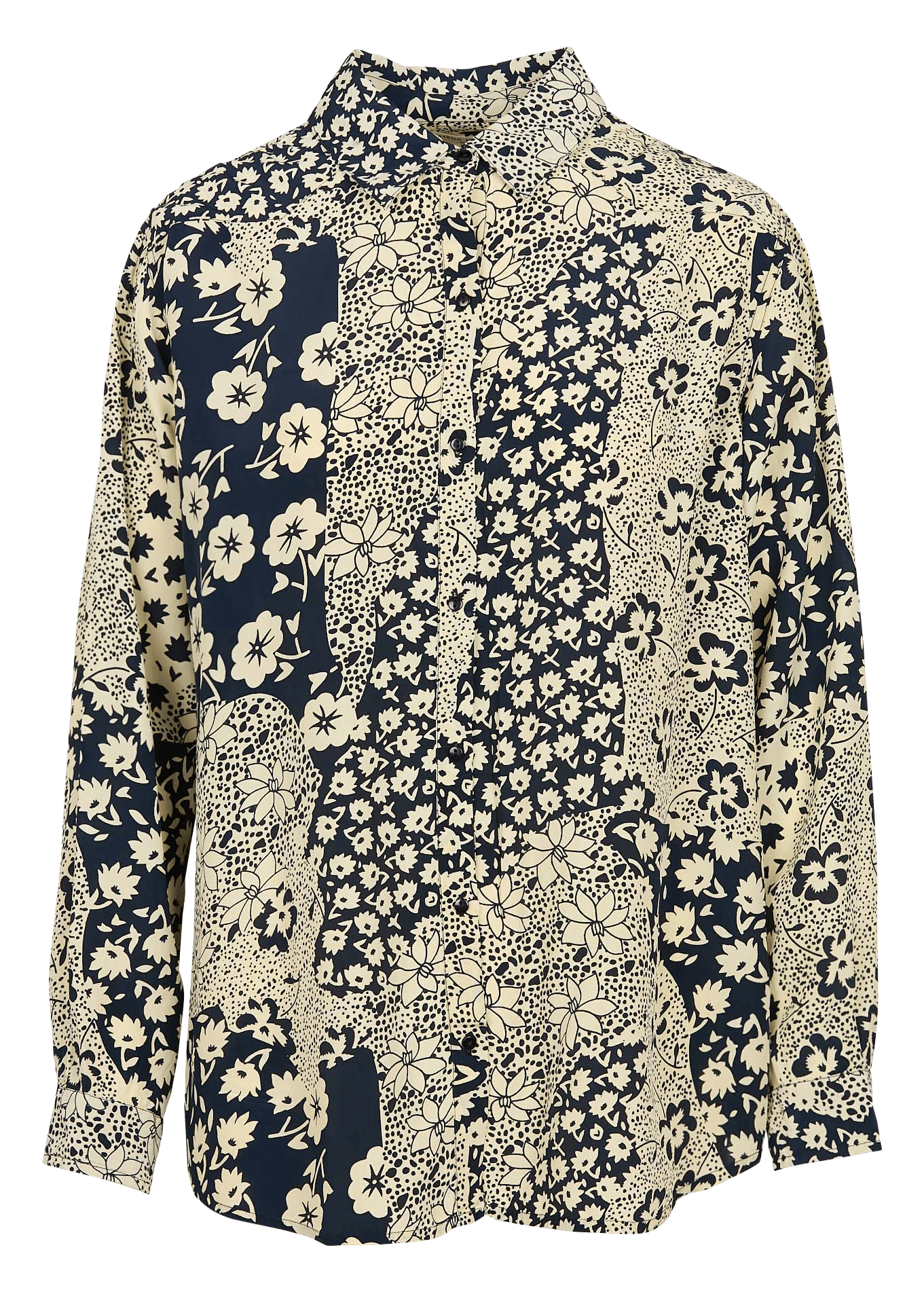 Fließende Bluse Mit Klassischem Kragen Und Print Night Blue Maison 