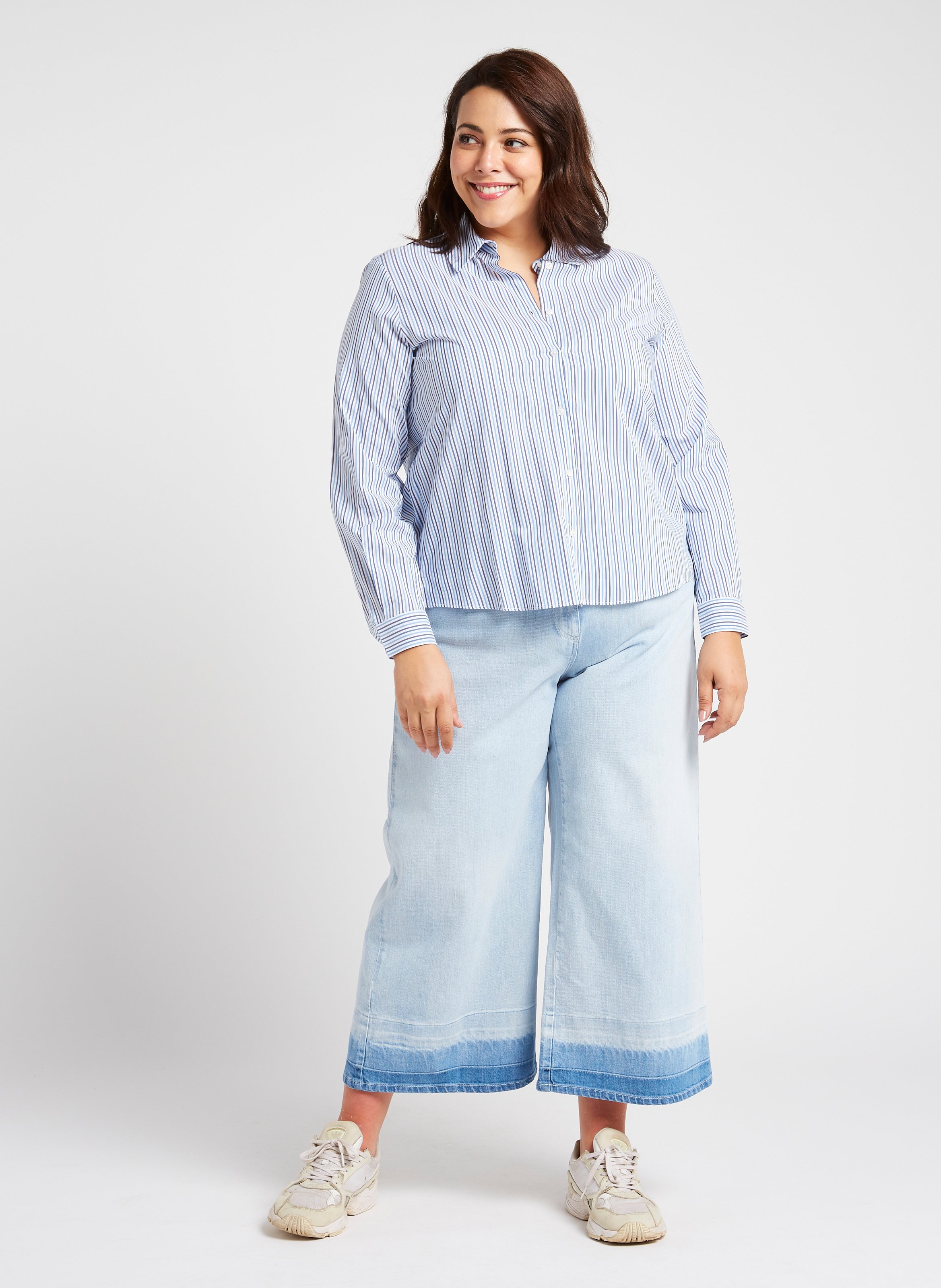 Jean droit en coton mélangé Bleu