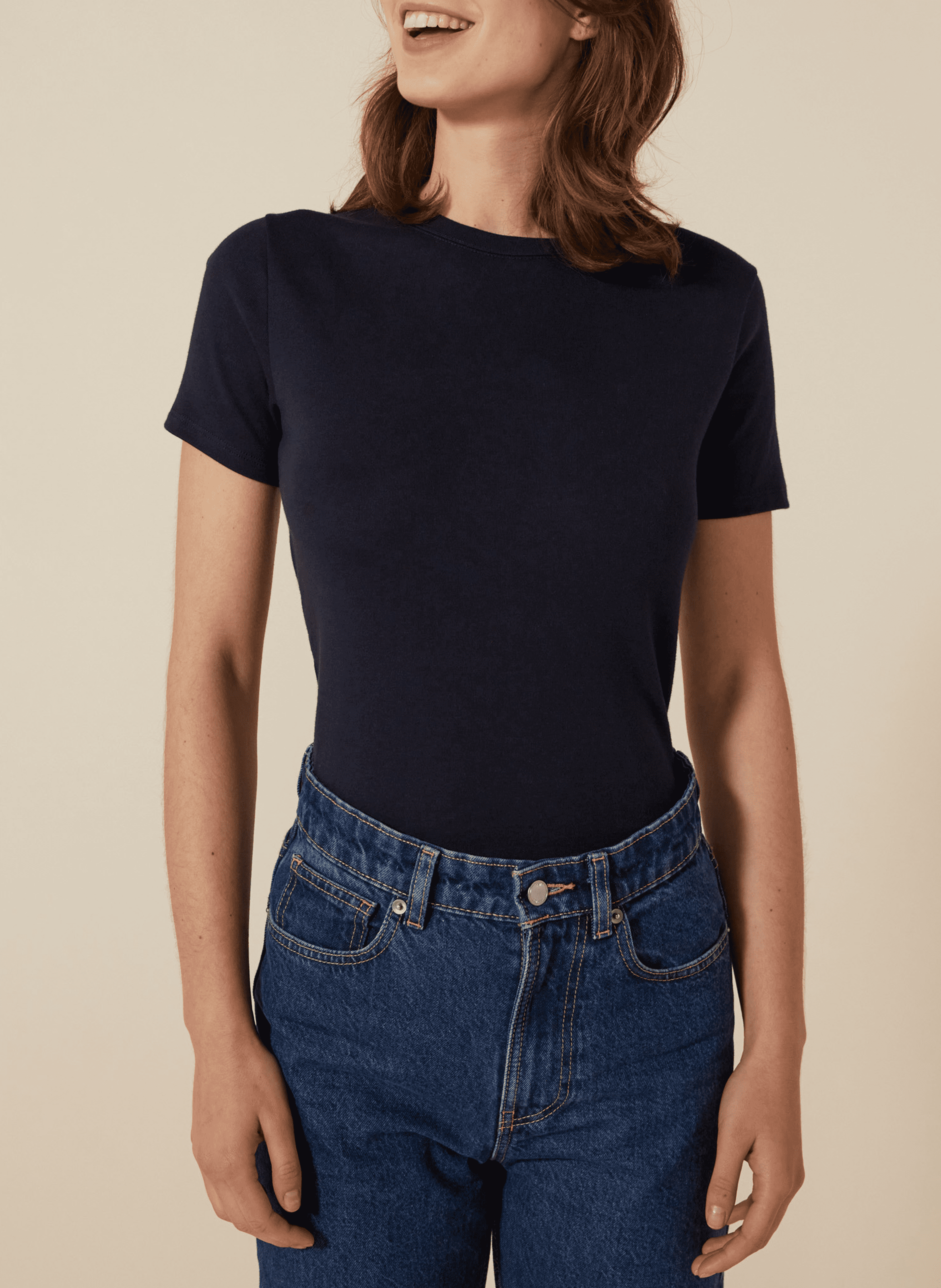 Tee-shirt droit col rond en coton PETIT BATEAU Bleu