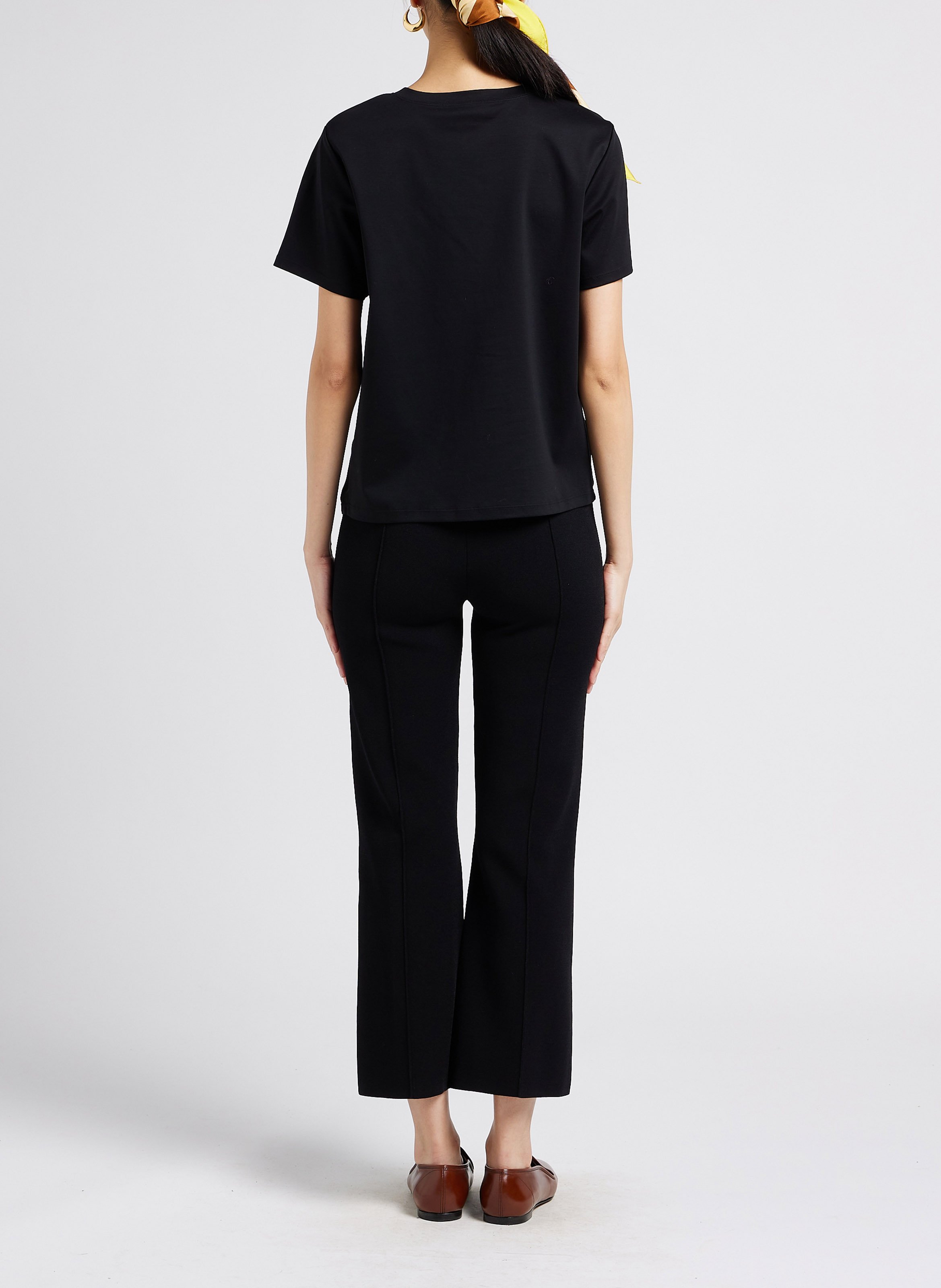 Wide-leg stretch fabric pants THEORY Black