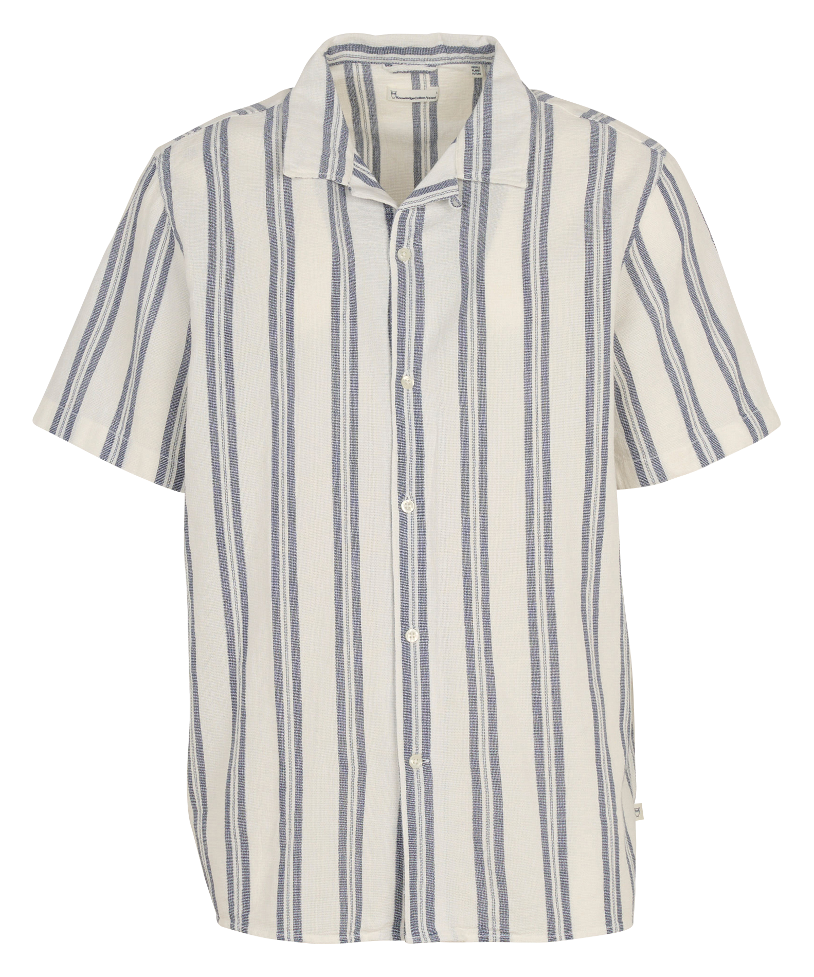 Chemise droite en coton bio rayé KNOWLEDGE COTTON APPAREL Bleu