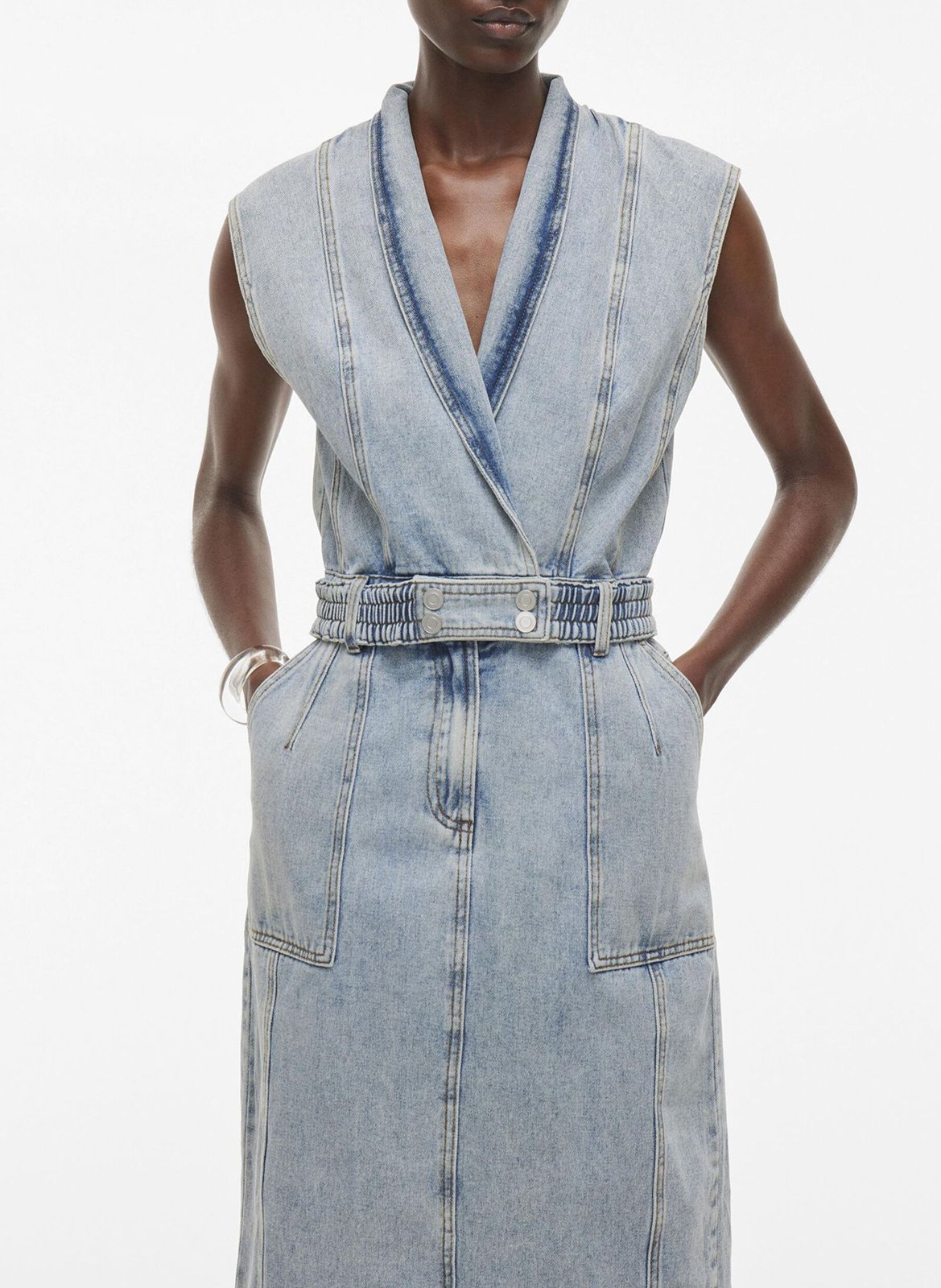 Midikleid aus Baumwoll-Mix ROUGE EDIT Blau