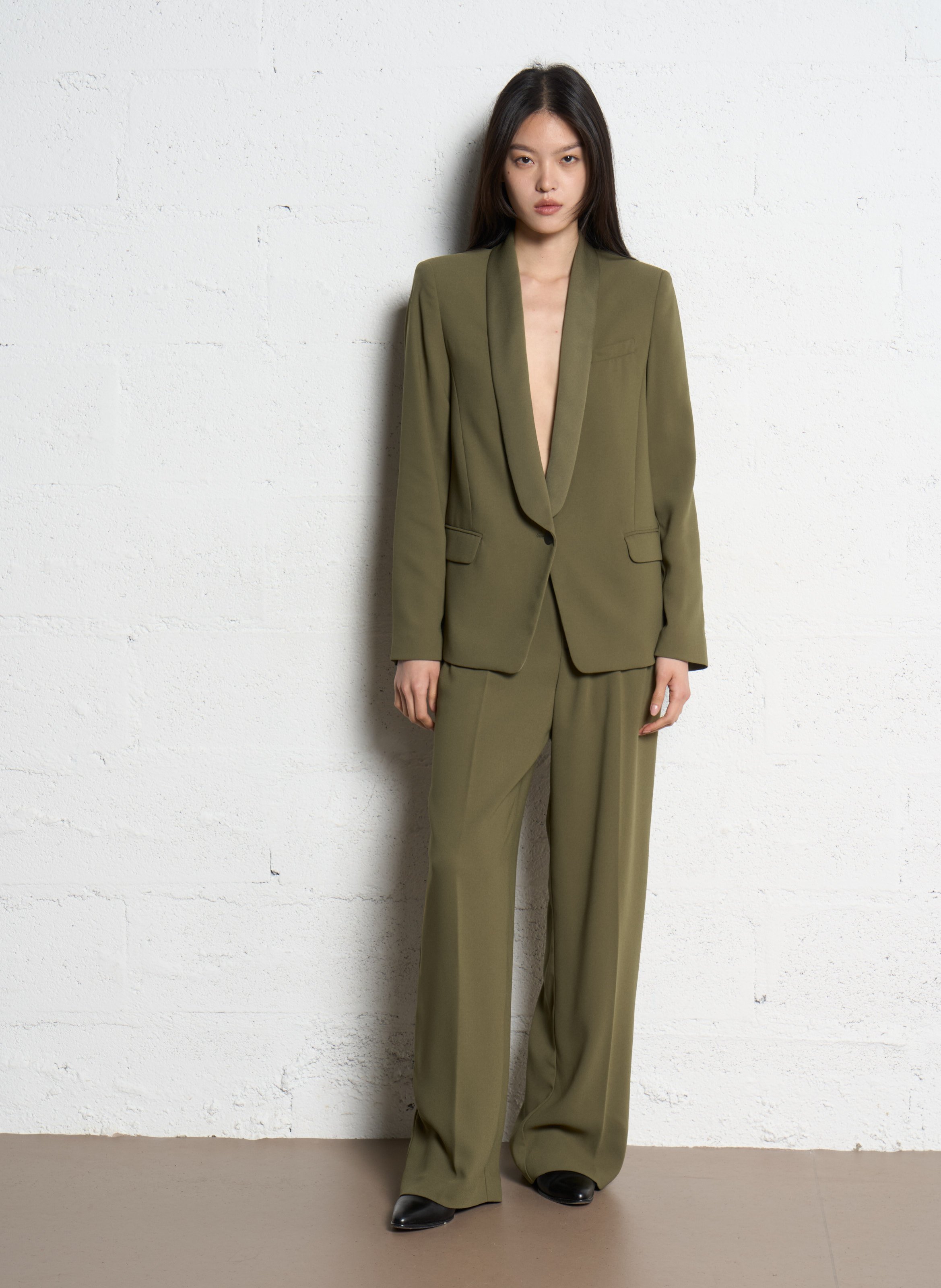 Pantalon droit taille haute IKKS Kaki