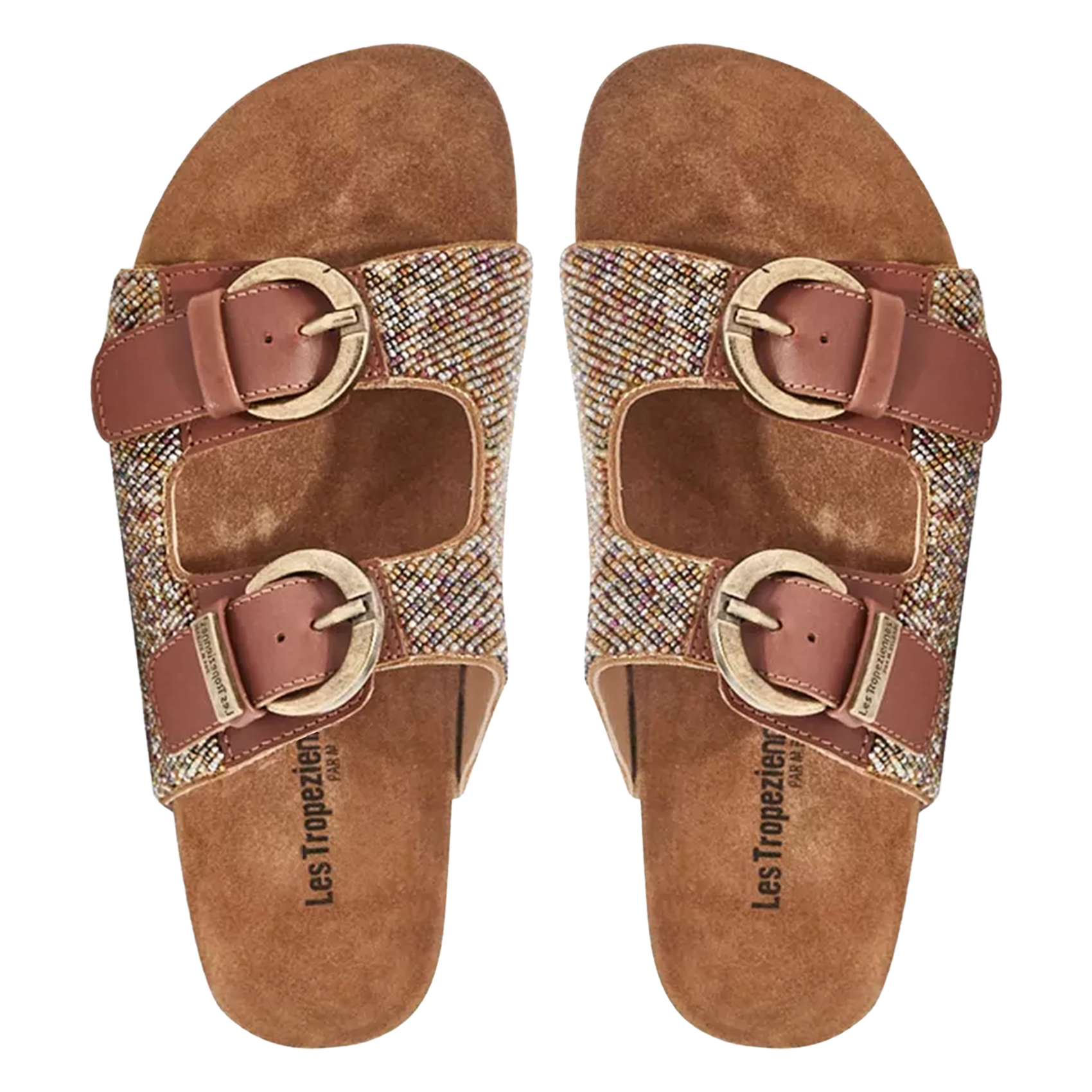 Flat beaded leather sandals LES TROPEZIENNES PAR M.BELARBI Brown