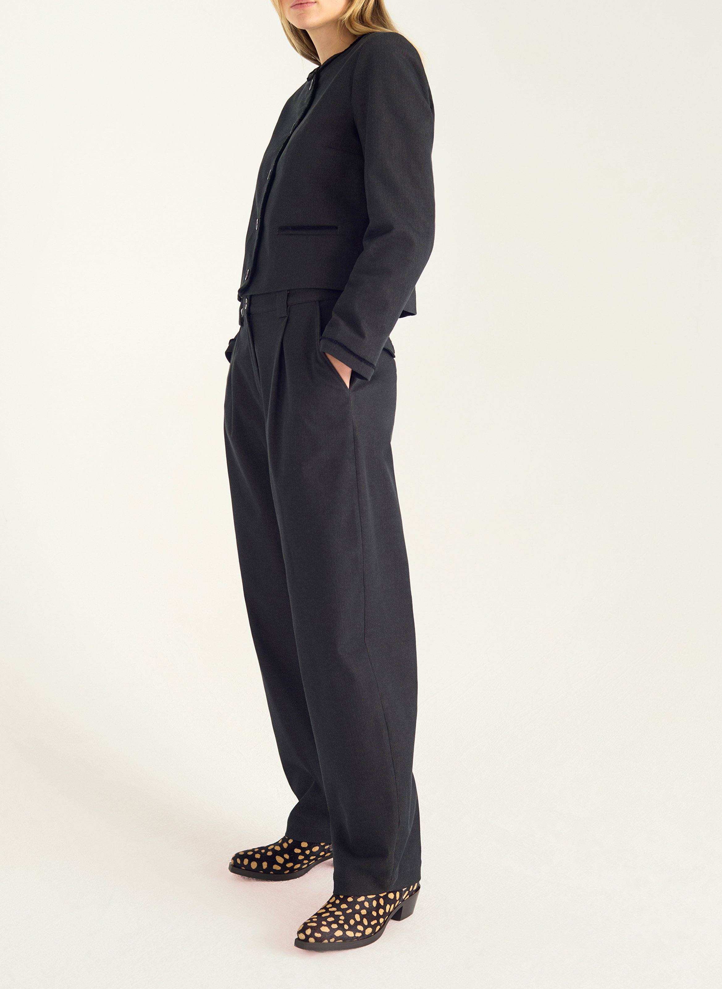 Veste courte boutonnée unie COTELAC Noir