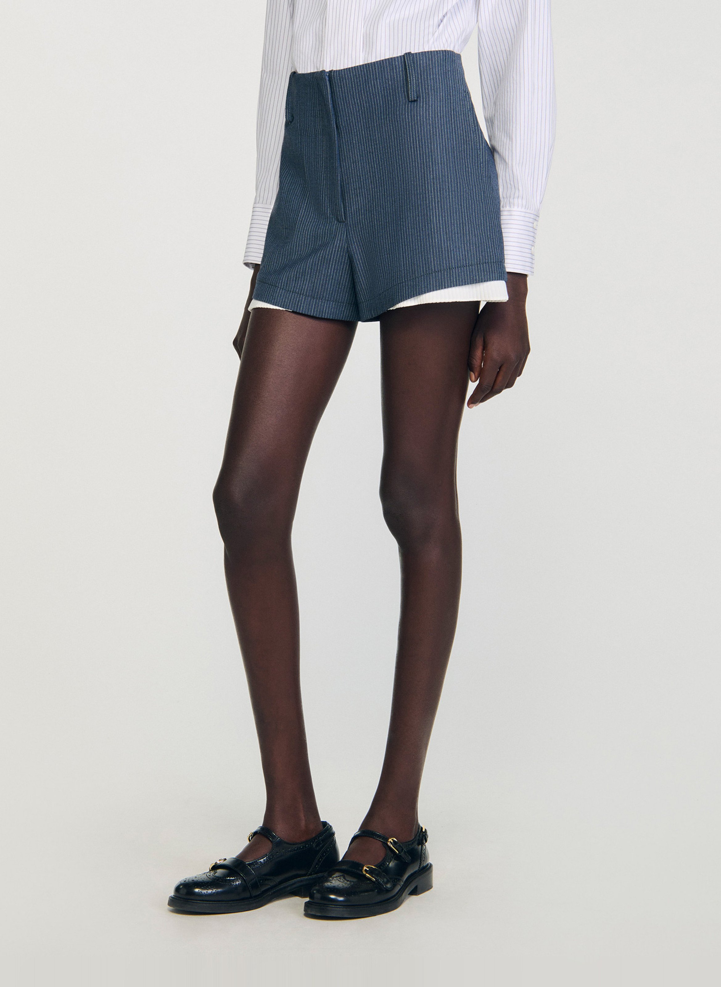 Short droit rayé SANDRO Bleu