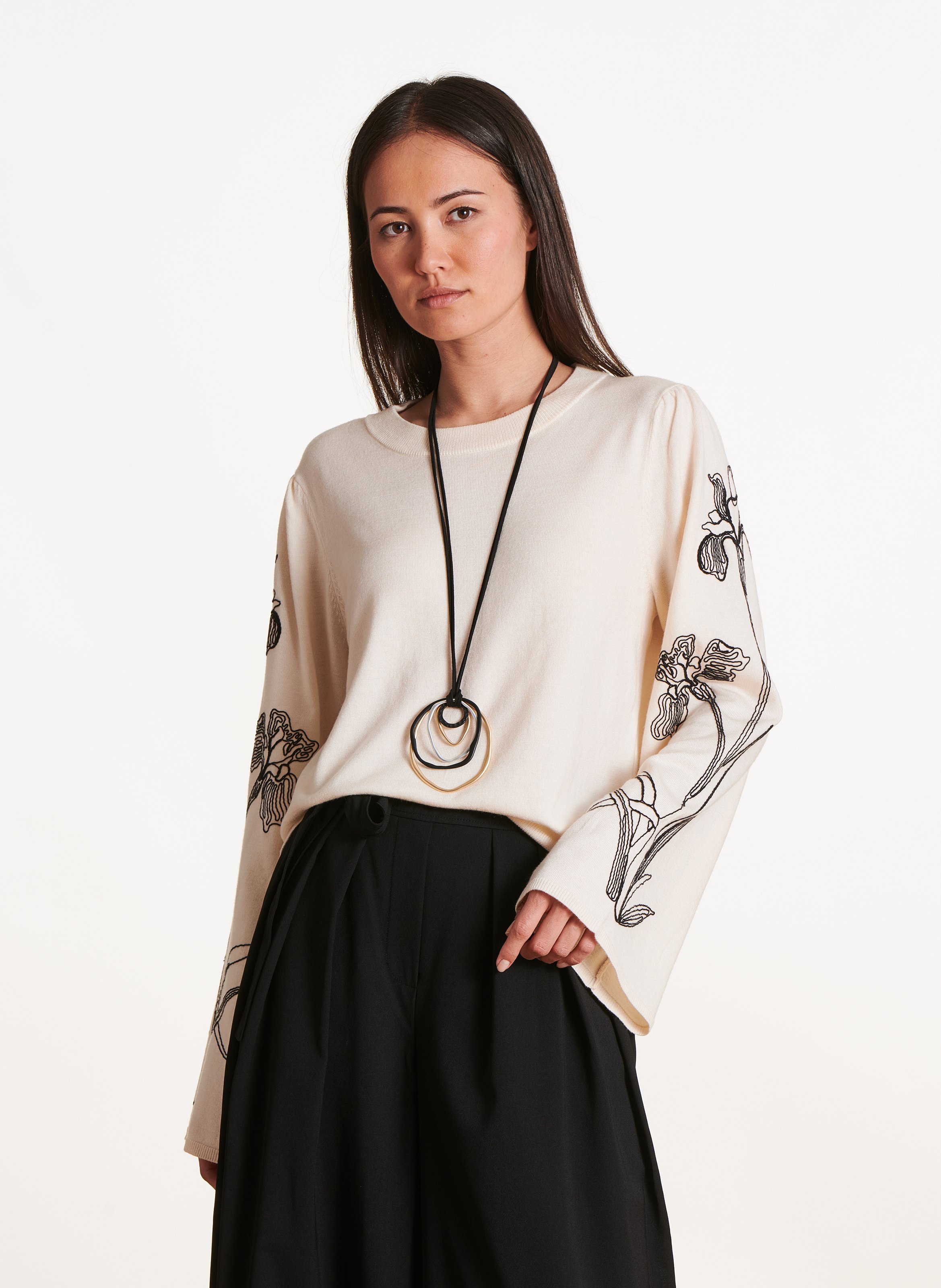 Gerade geschnittener Rundhalspullover LA FEE MARABOUTEE Schwarz