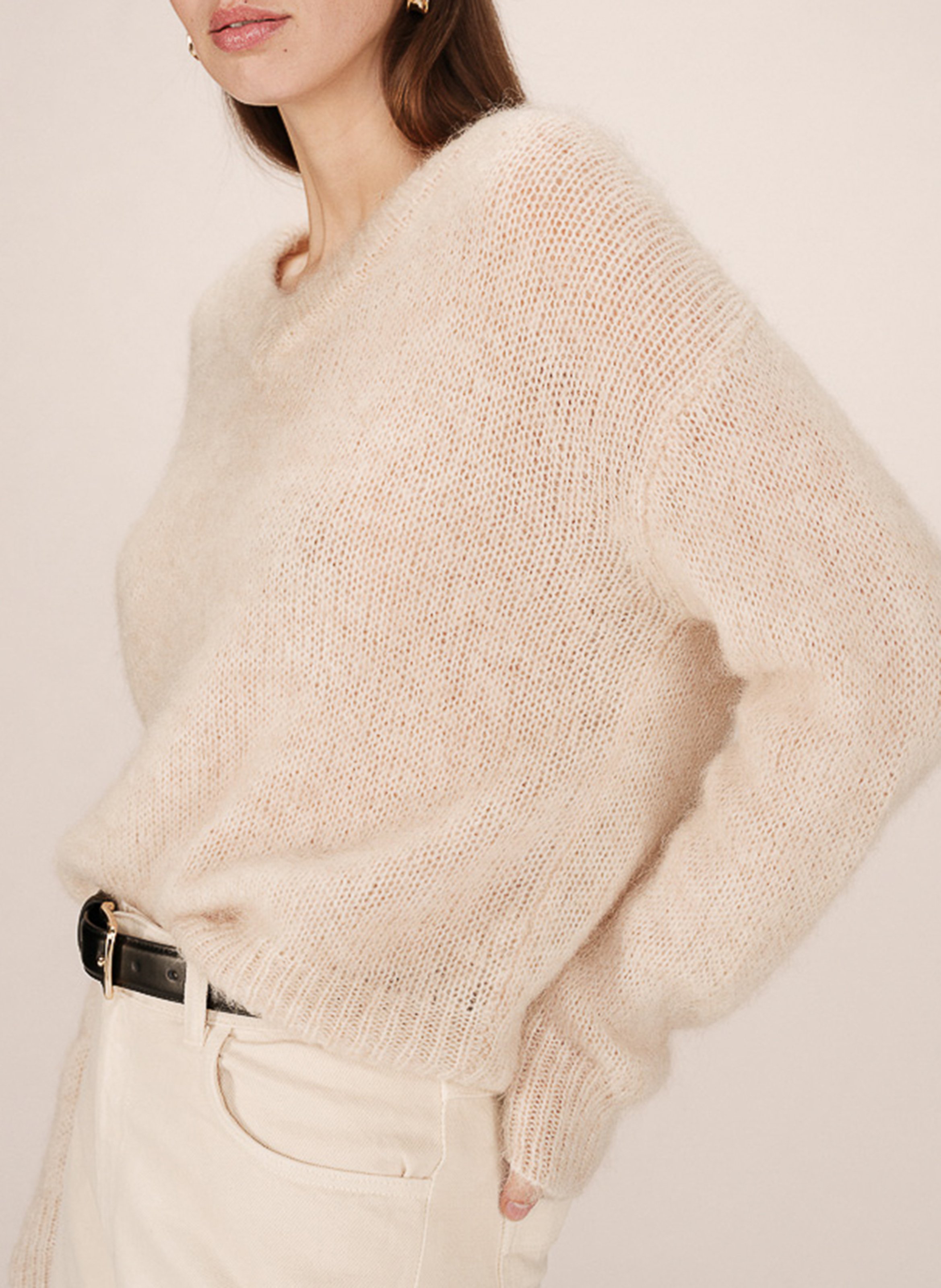 Straight-cut V-neck knit sweater GRACE ET MILA Yellow