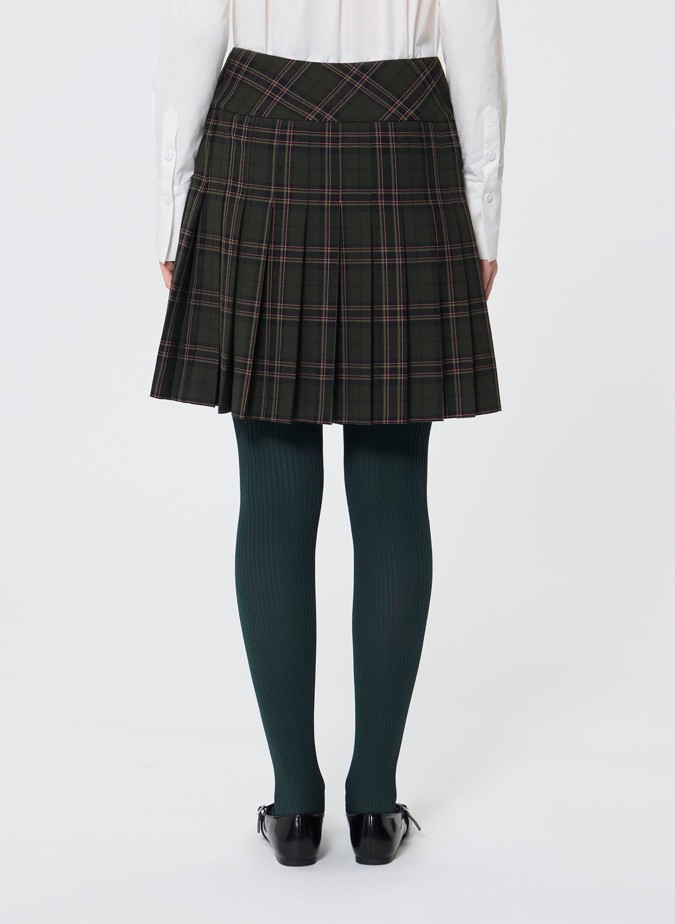 Gonna corta plissettata stampata TARA JARMON Verde