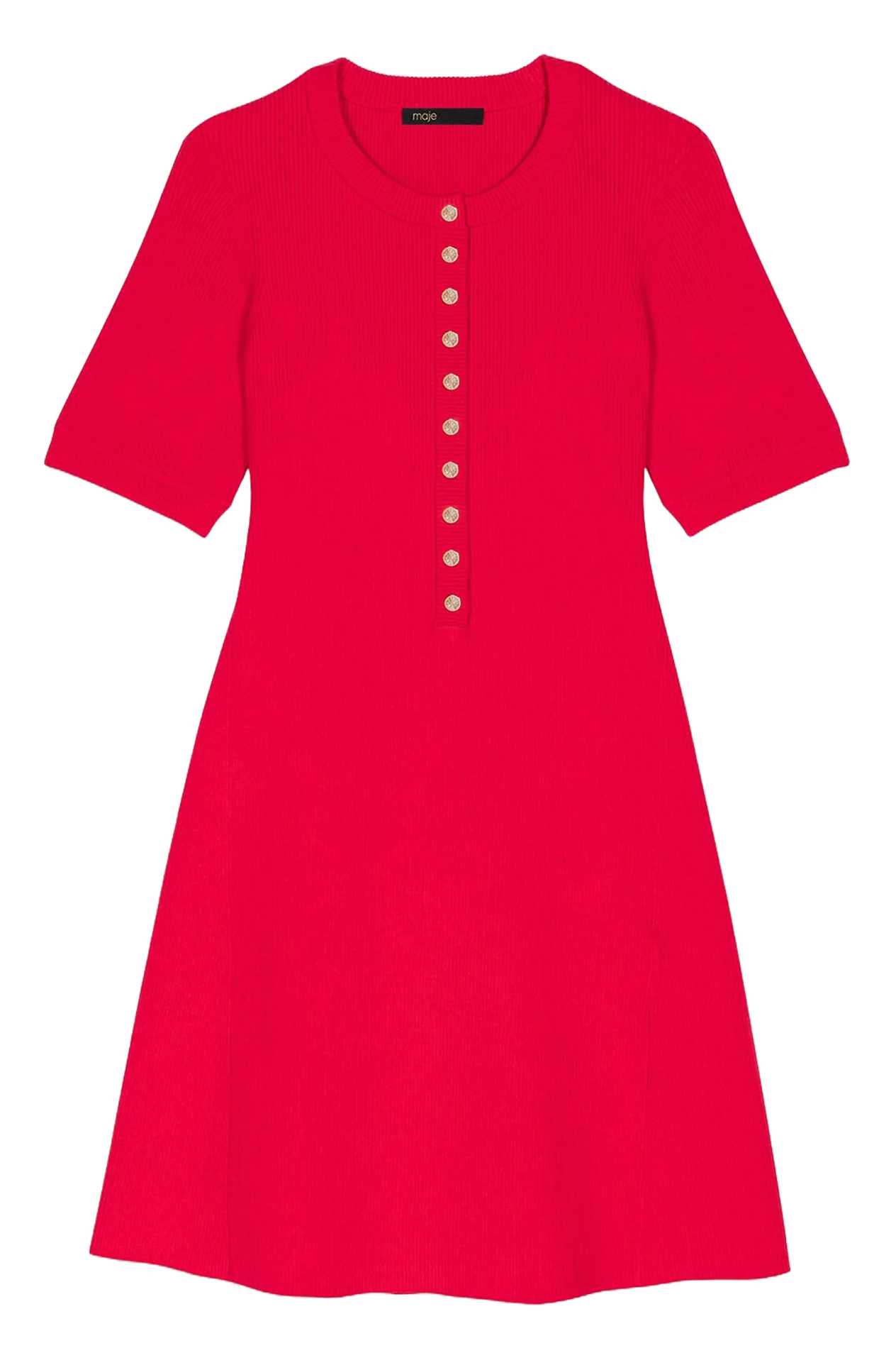 Robe courte en maille côtelée MAJE Rouge