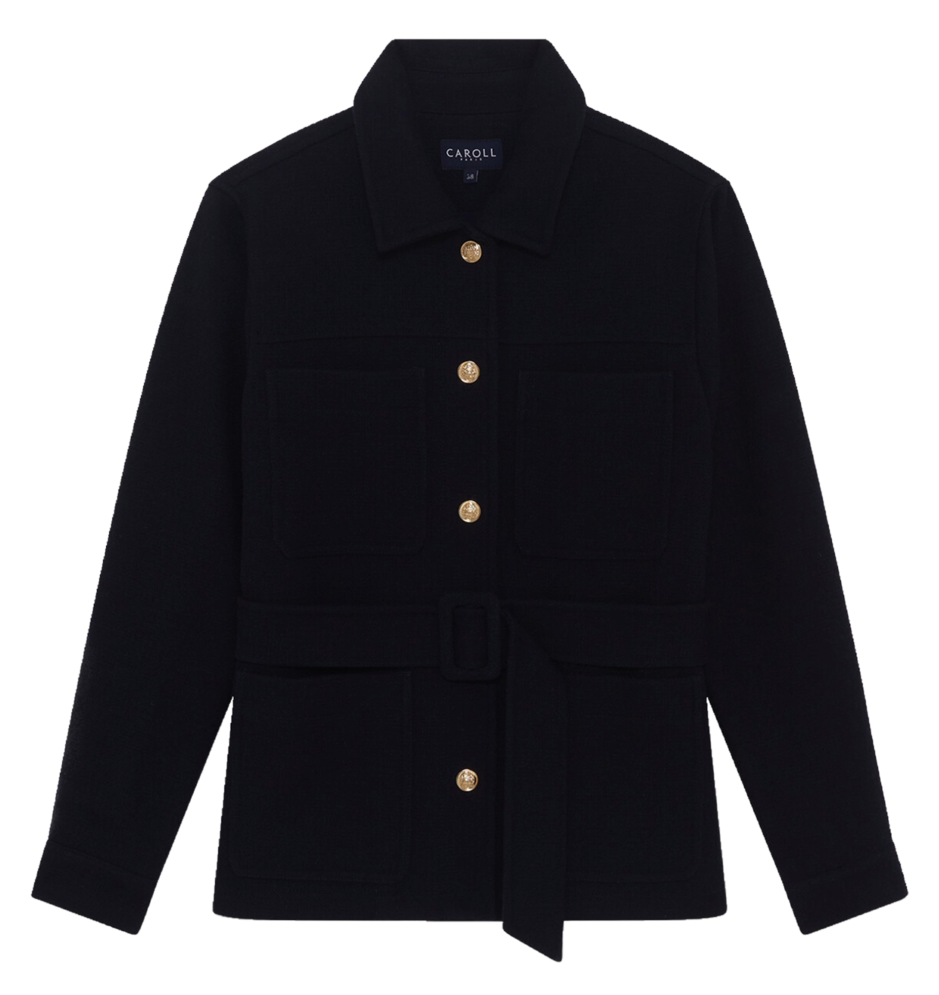 Straight wool-blend coat with classic collar CAROLL Blue