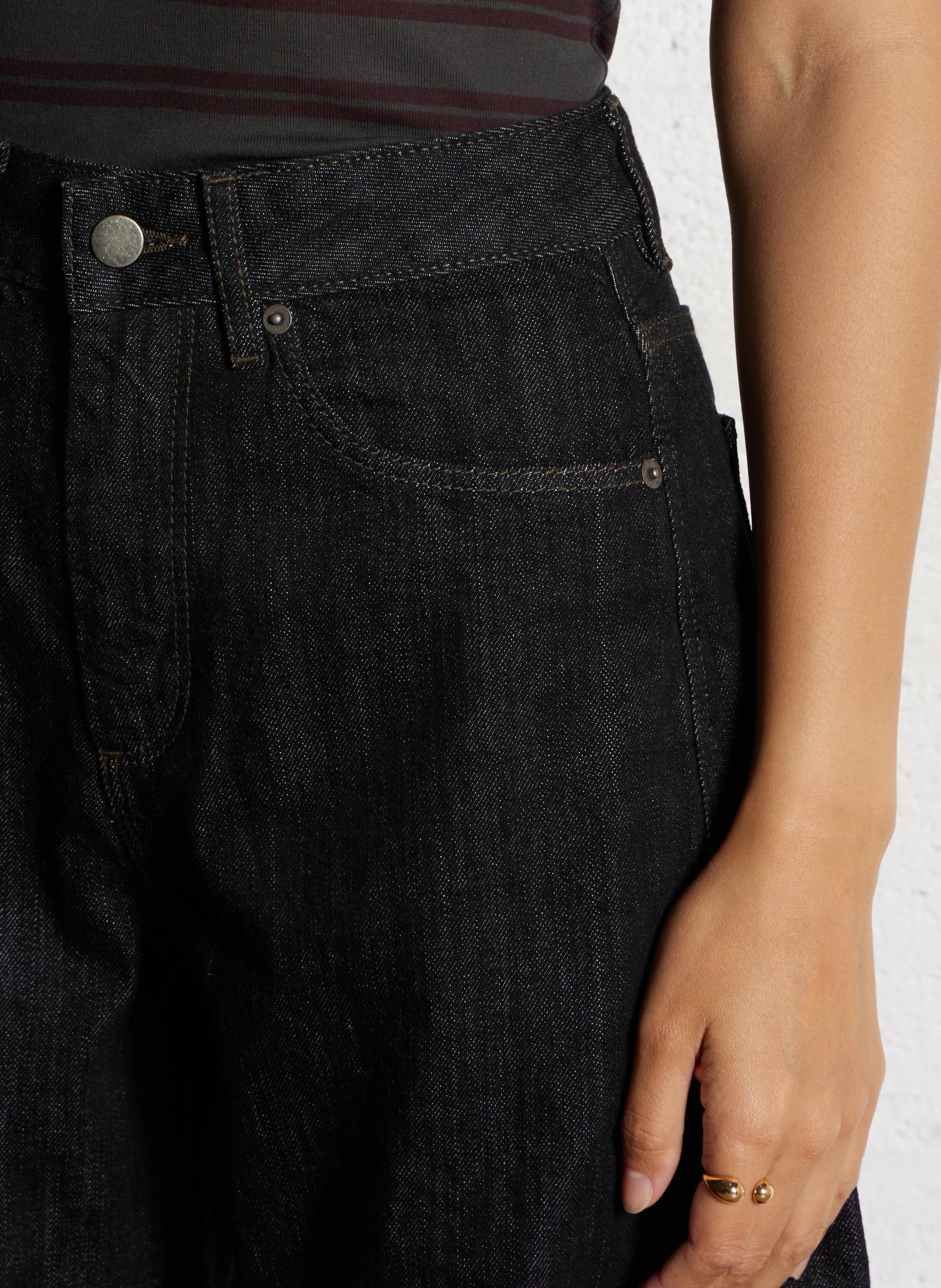 Raw wide-leg jeans Black