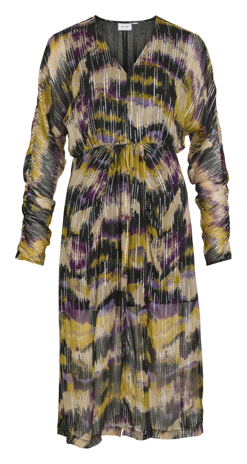 Robe midi col V imprimée VILA Violet