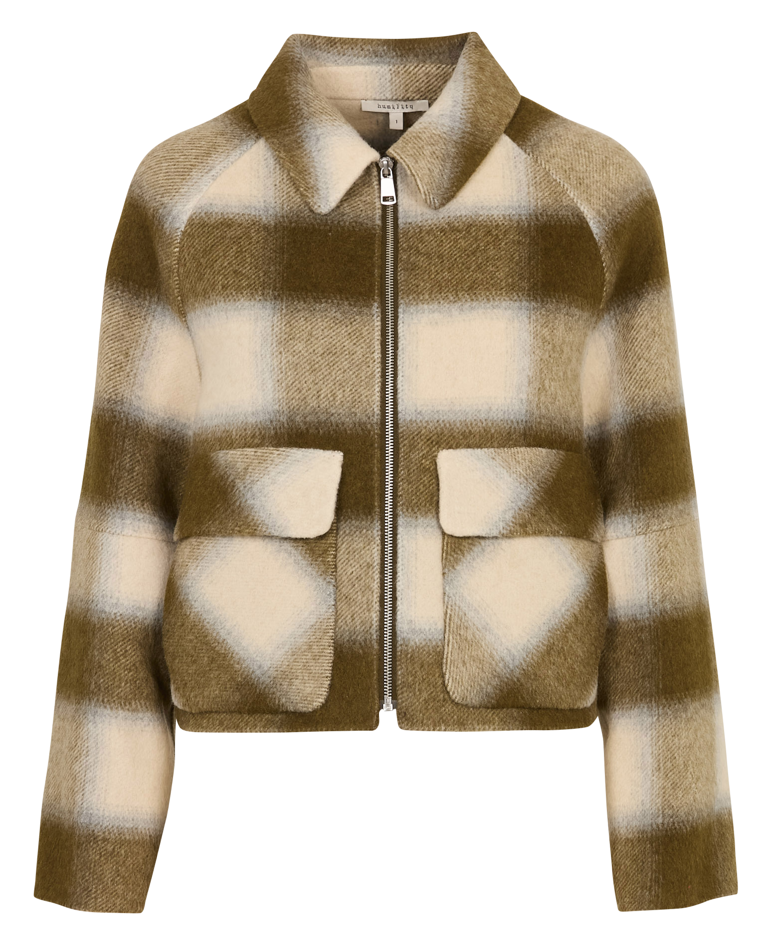 Veste ample col classique à carreaux en laine mélangée HUMILITY Vert