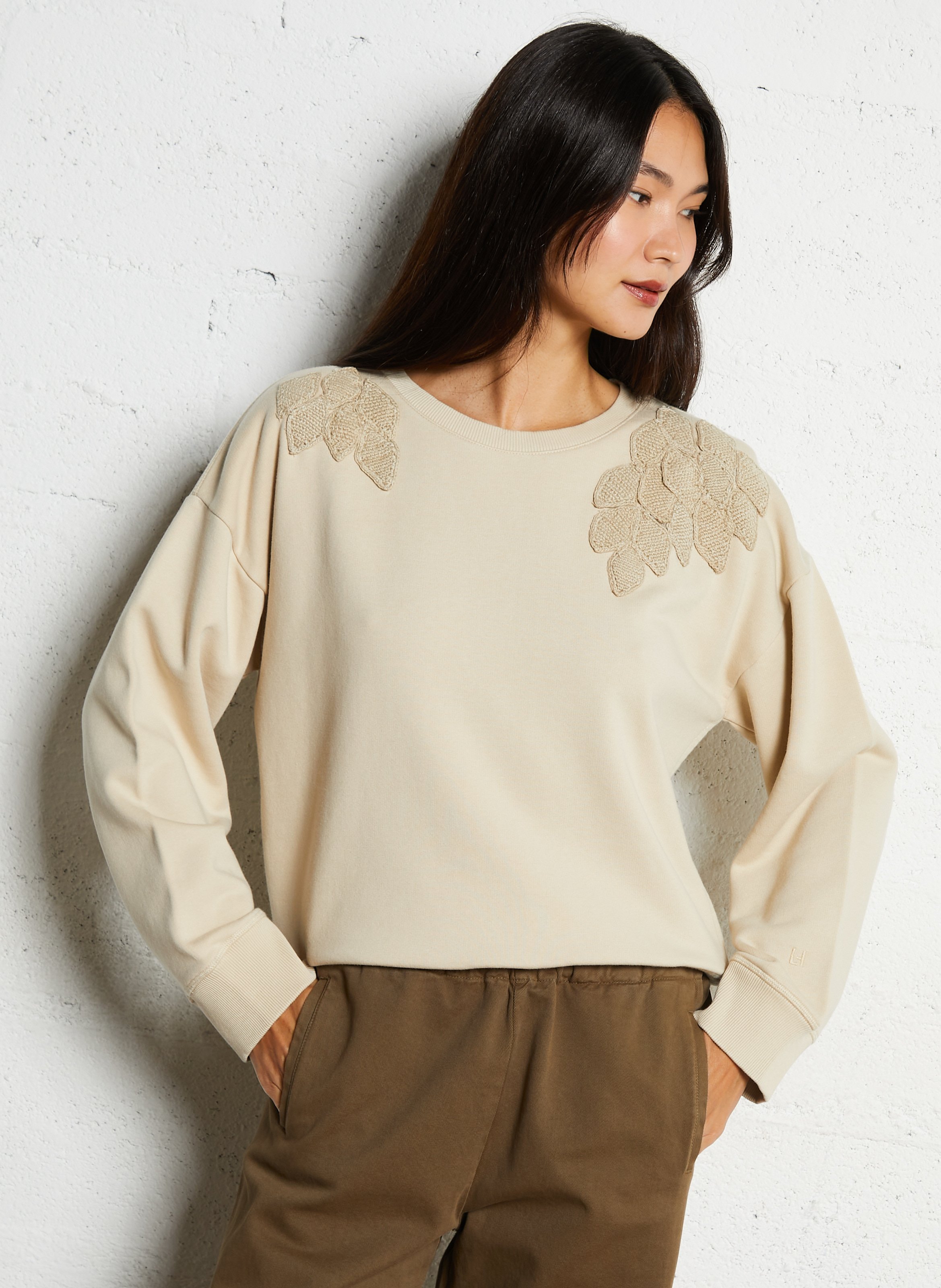 Geborduurd katoenen sweatshirt LEON & HARPER