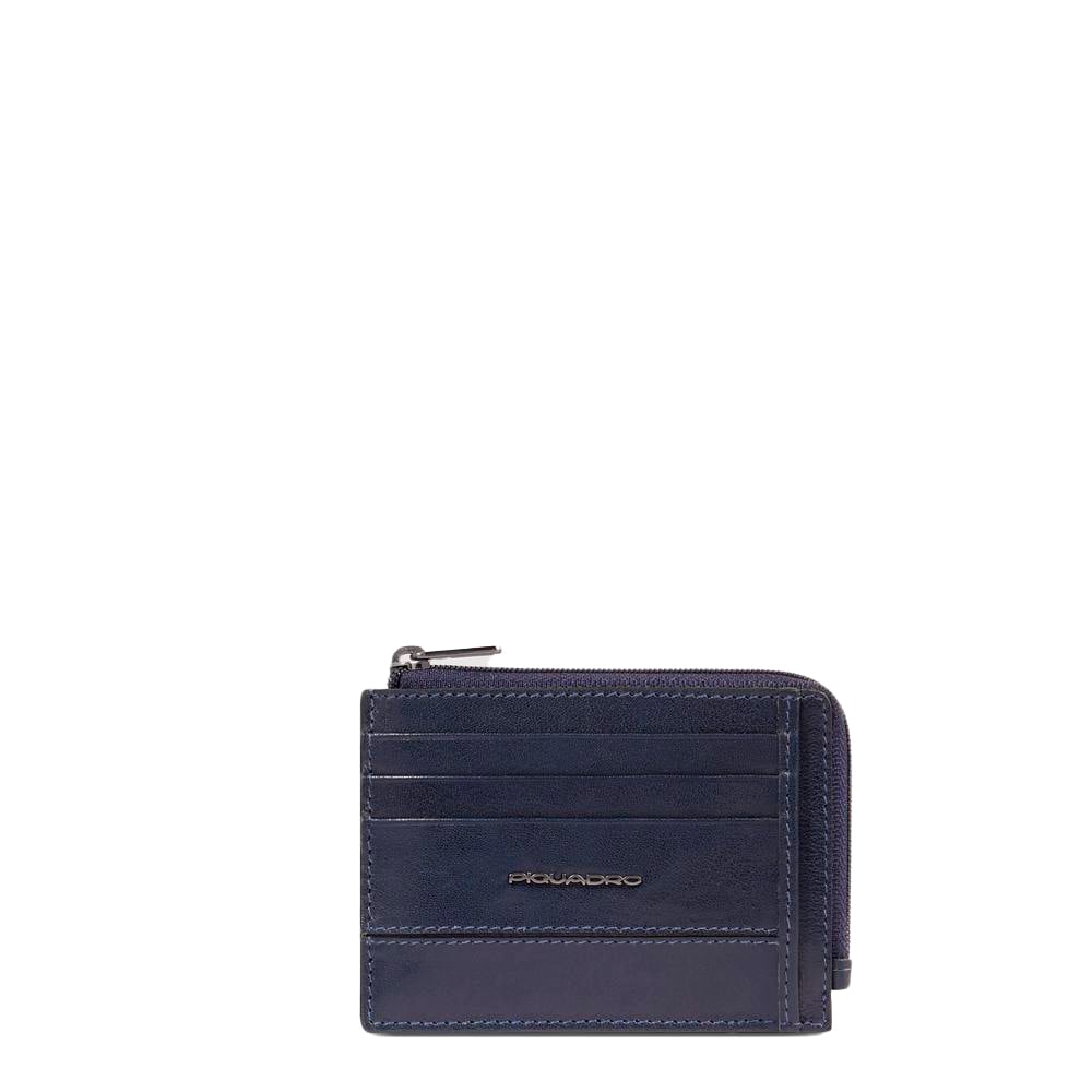 Zippered wallet with credit card slots, document holder, and RFID protection PIQUADRO Blue