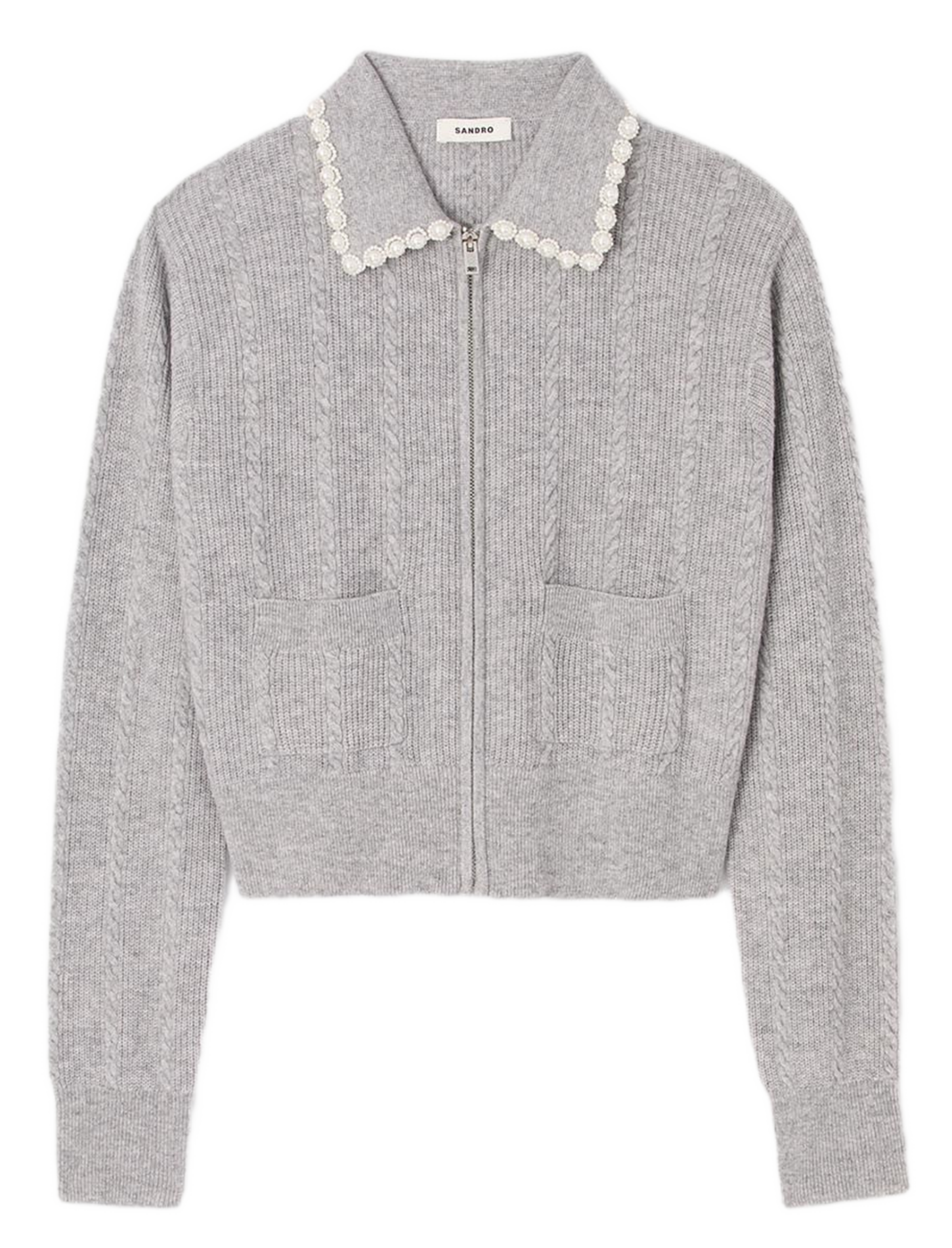 Gilet col classique en laine mélangée SANDRO Gris