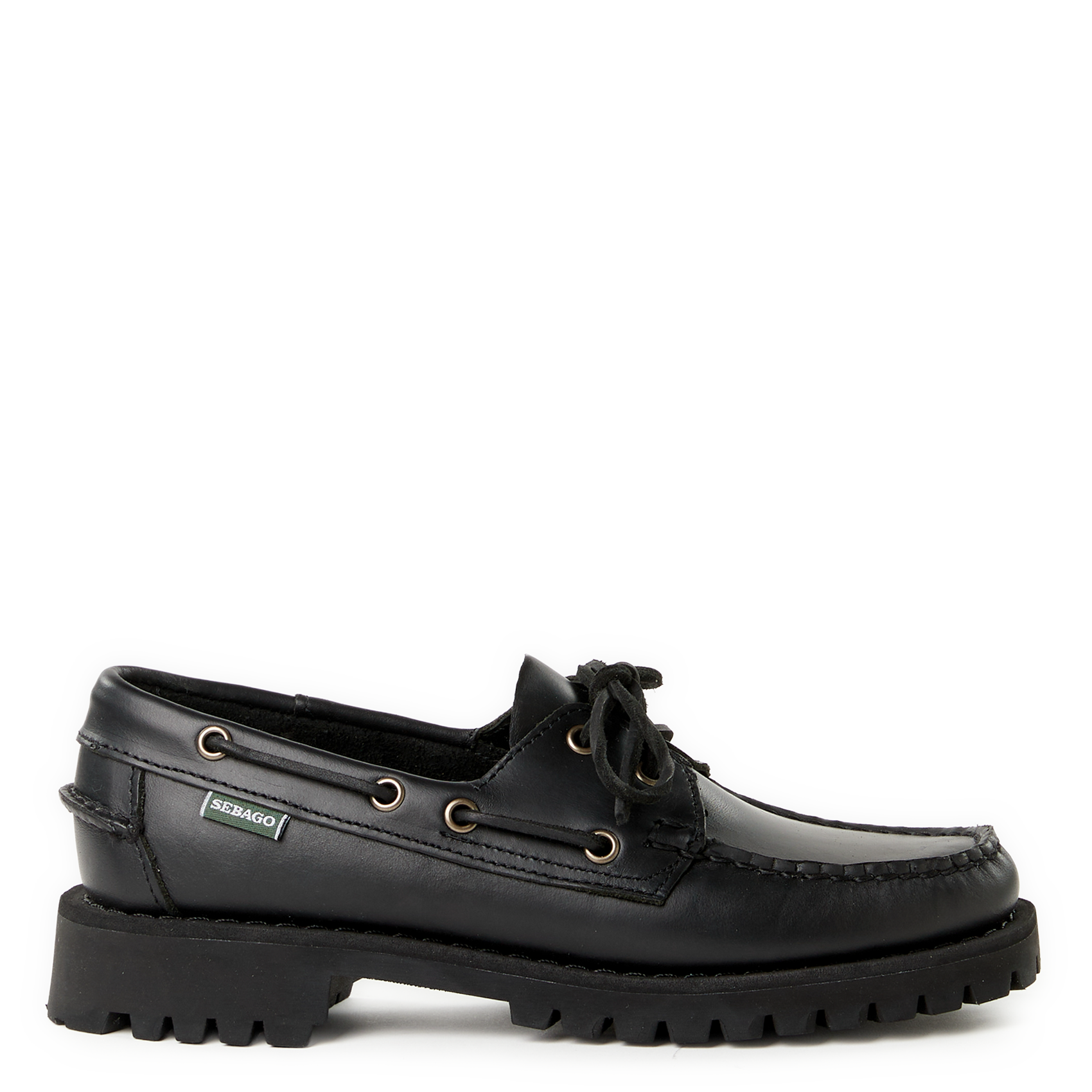 Plain leather lace-up moccasins SEBAGO Black