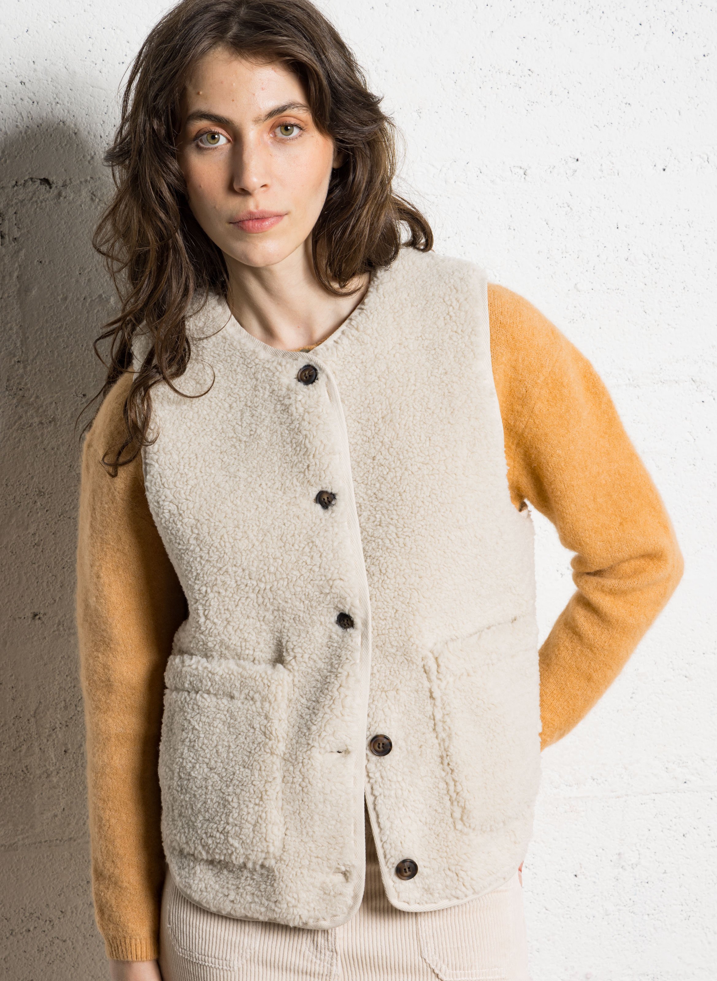 Veste sherpa à col rond HARTFORD Multicolore