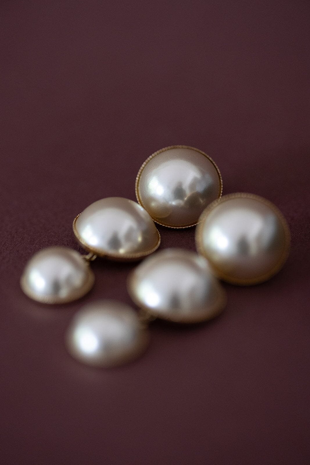 Maxi silver-plated pearl drop stud earrings MONSIEUR SIMONE Golden