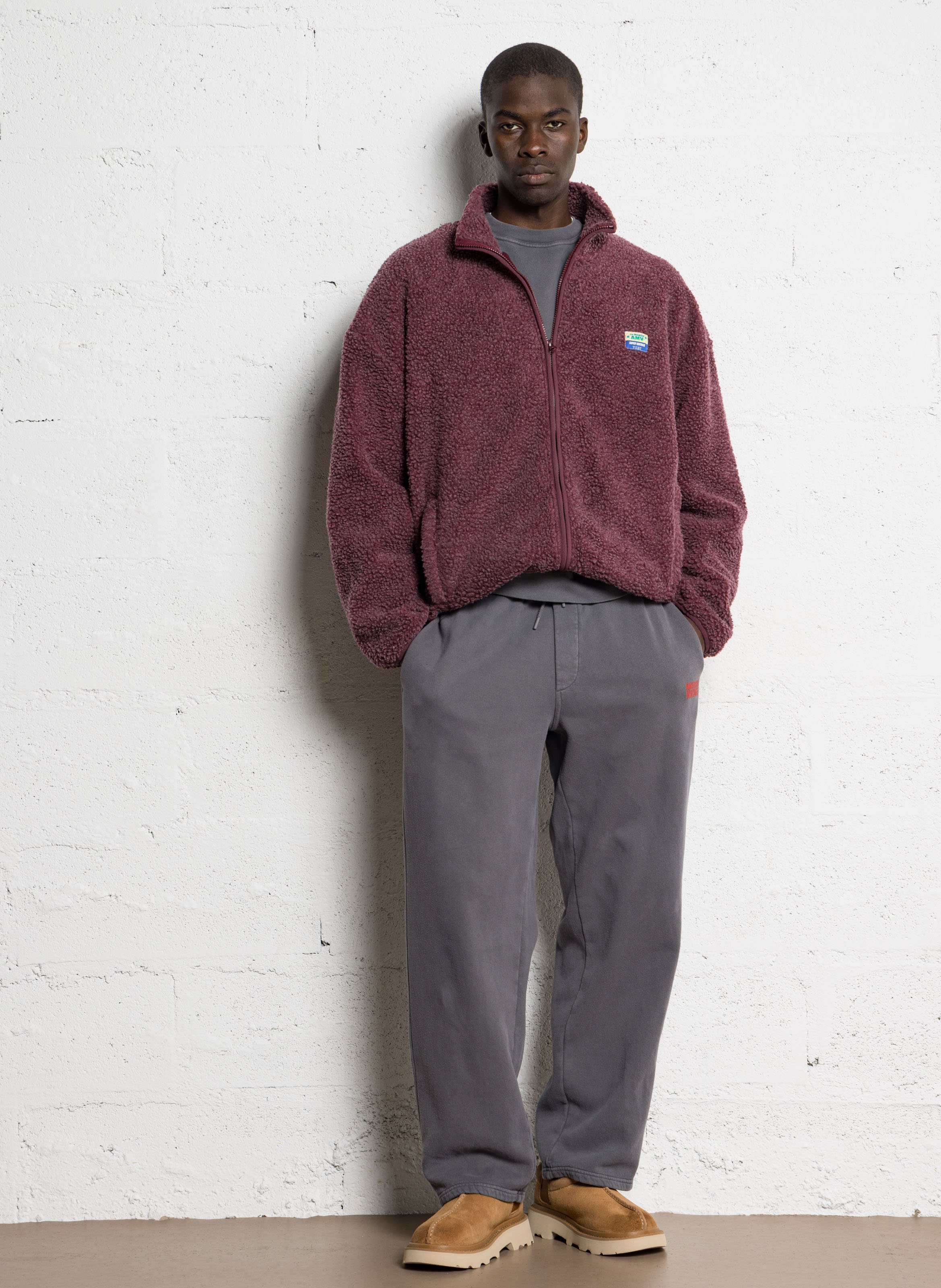 High-neck sherpa jacket AMERICAN VINTAGE Red