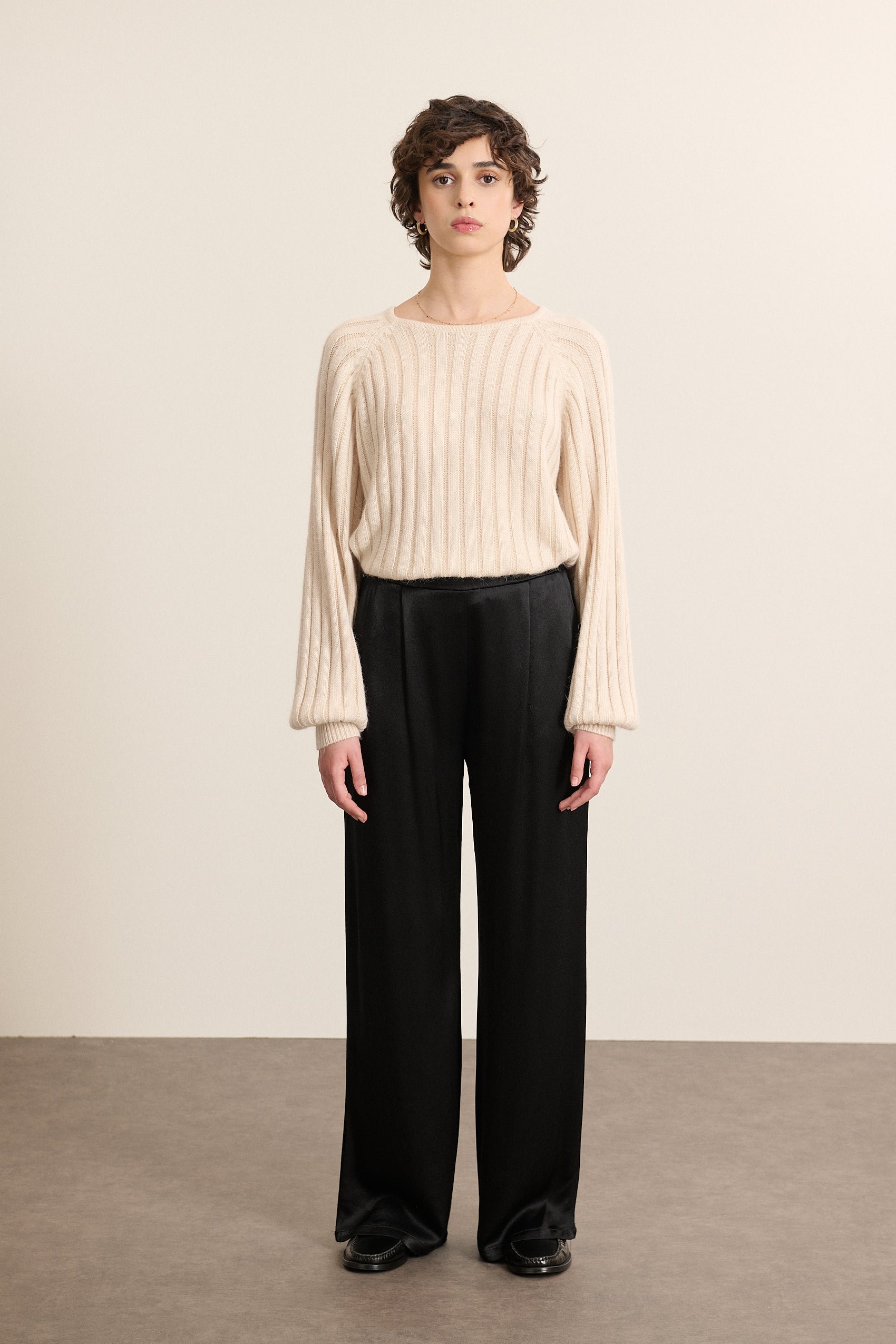 Knitted ribbed sweater GARANCE PARIS Beige
