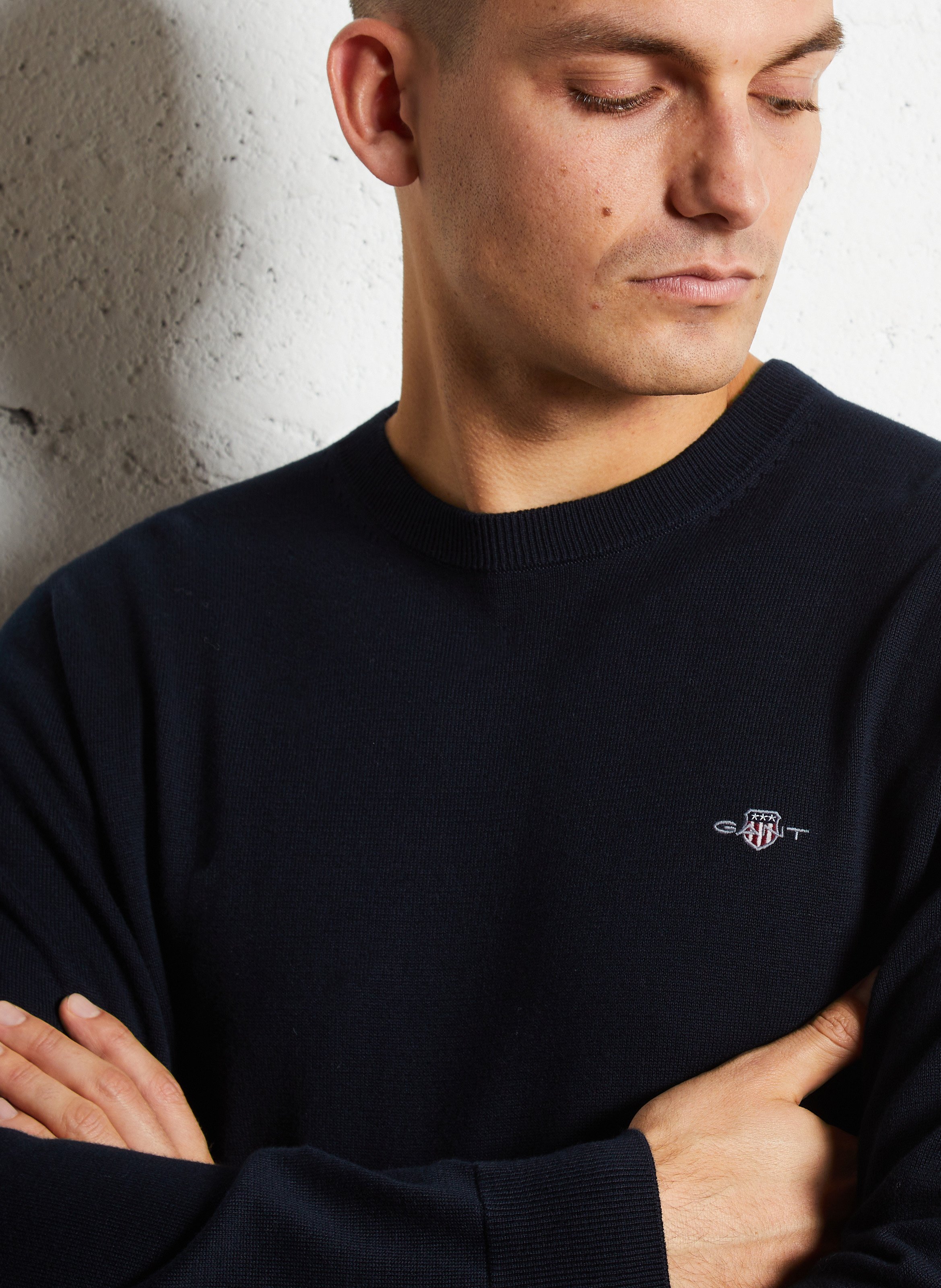 Straight cotton sweater GANT Blue