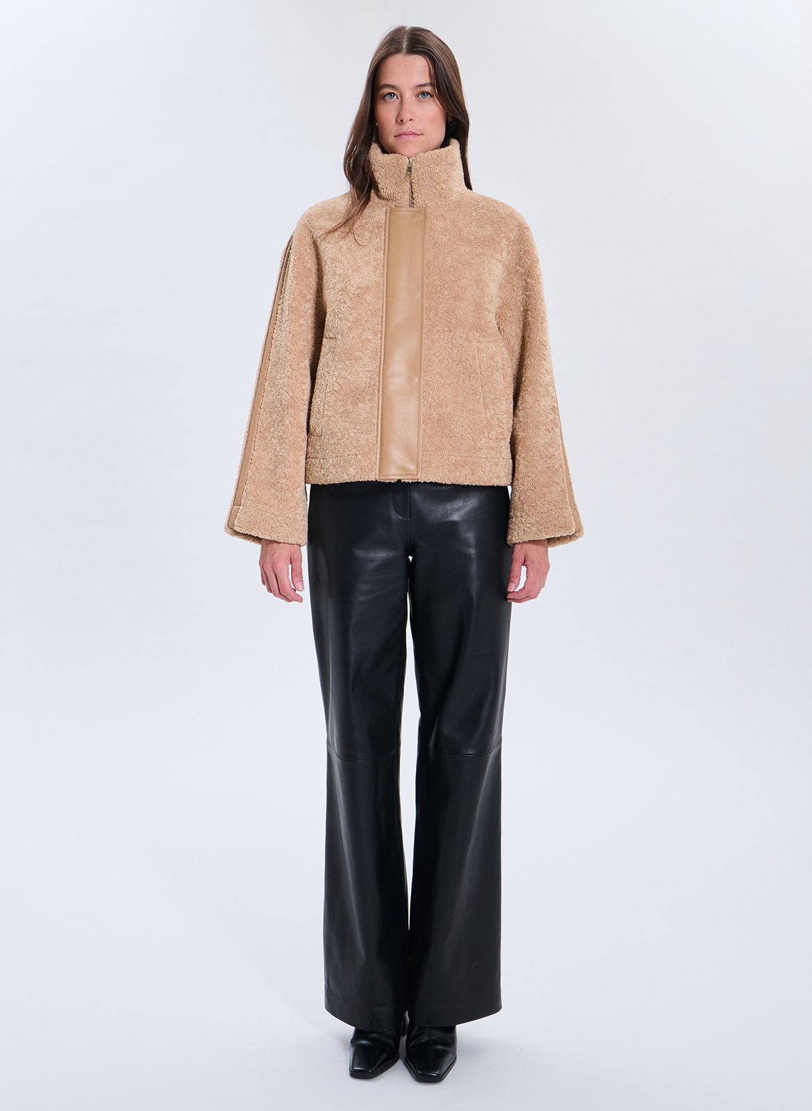 Manteau col montant en fourrure synthétique ZAPA Marron