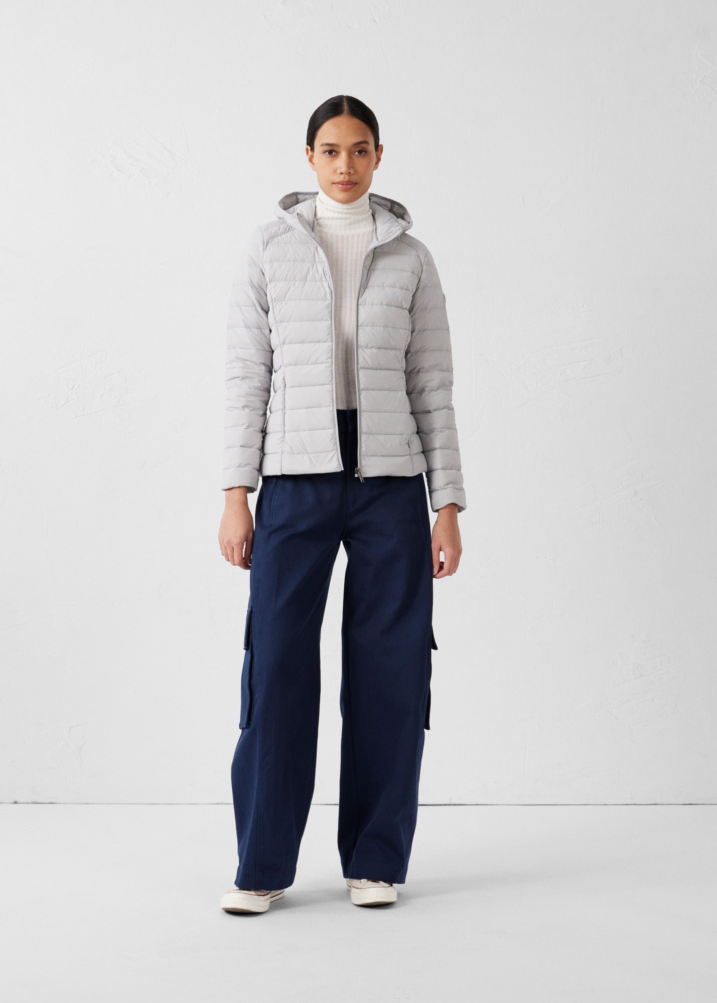 Lightweight stretch hooded puffer jacket Salma JOTT Grey