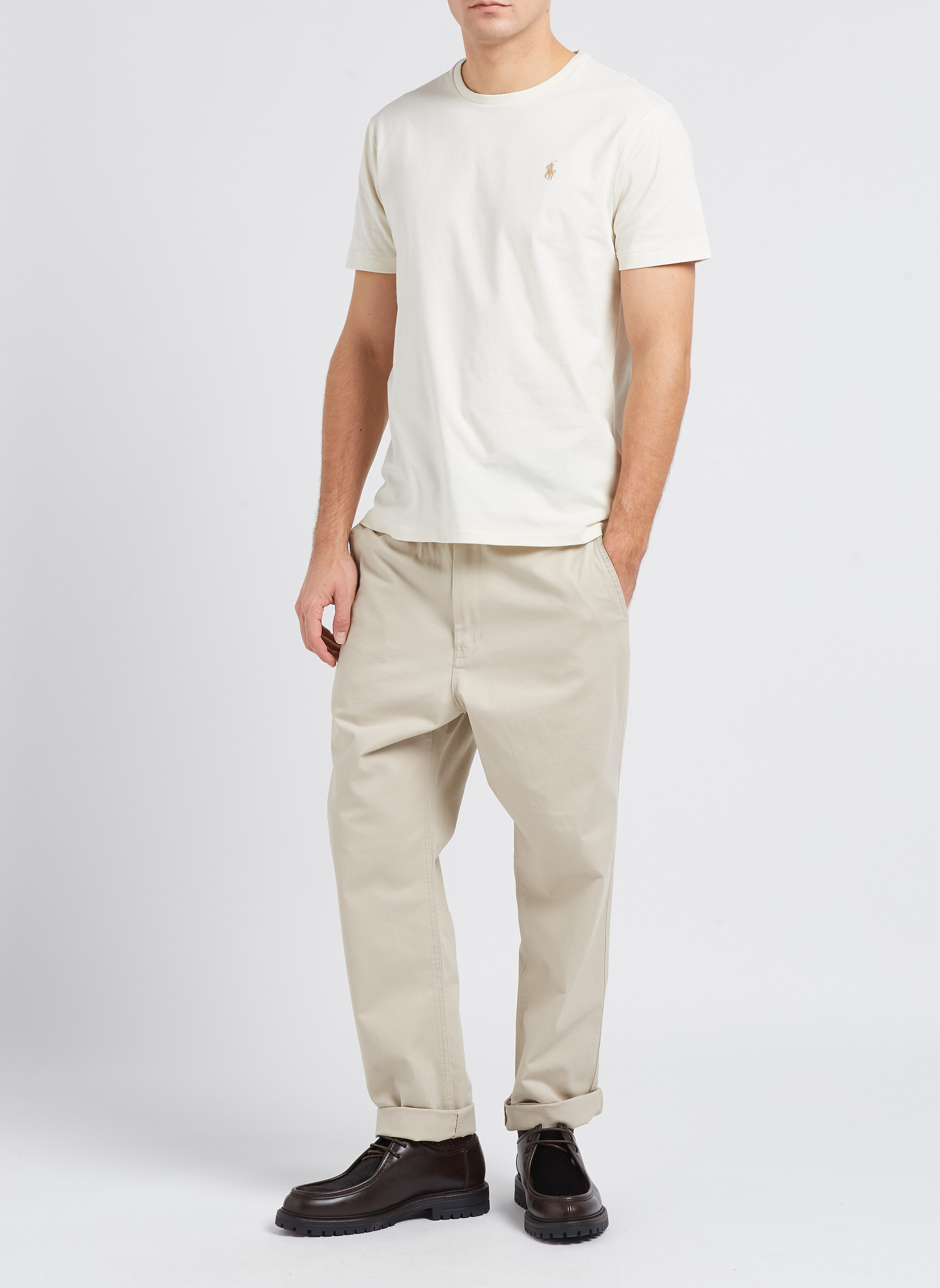 Slim-fit round-neck cotton T-shirt POLO RALPH LAUREN Beige