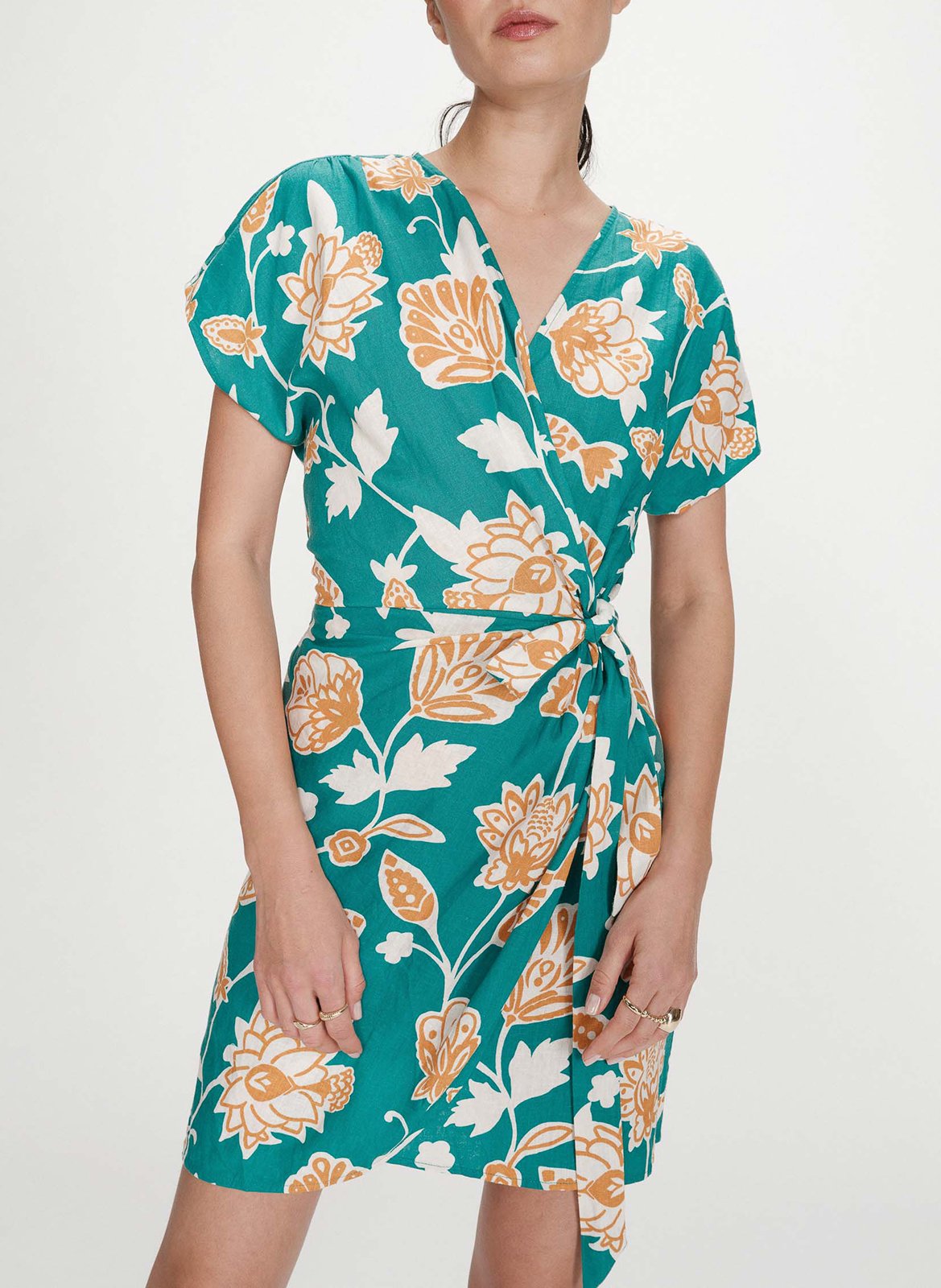 Robe courte portefeuille à imprimé floral GRACE ET MILA Vert