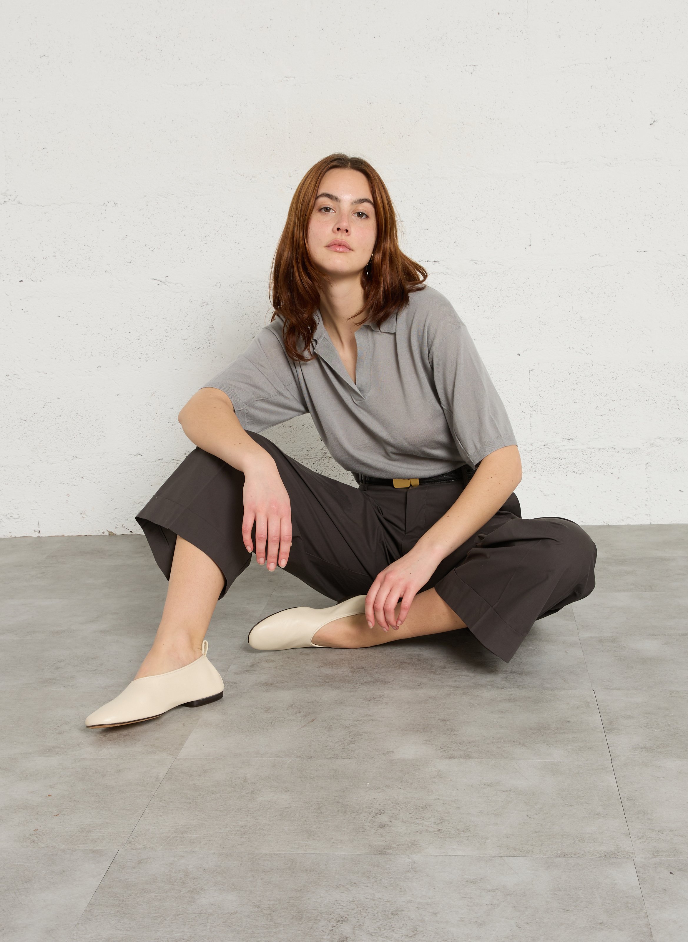 Wollpullover mit Polokragen SOEUR Grun