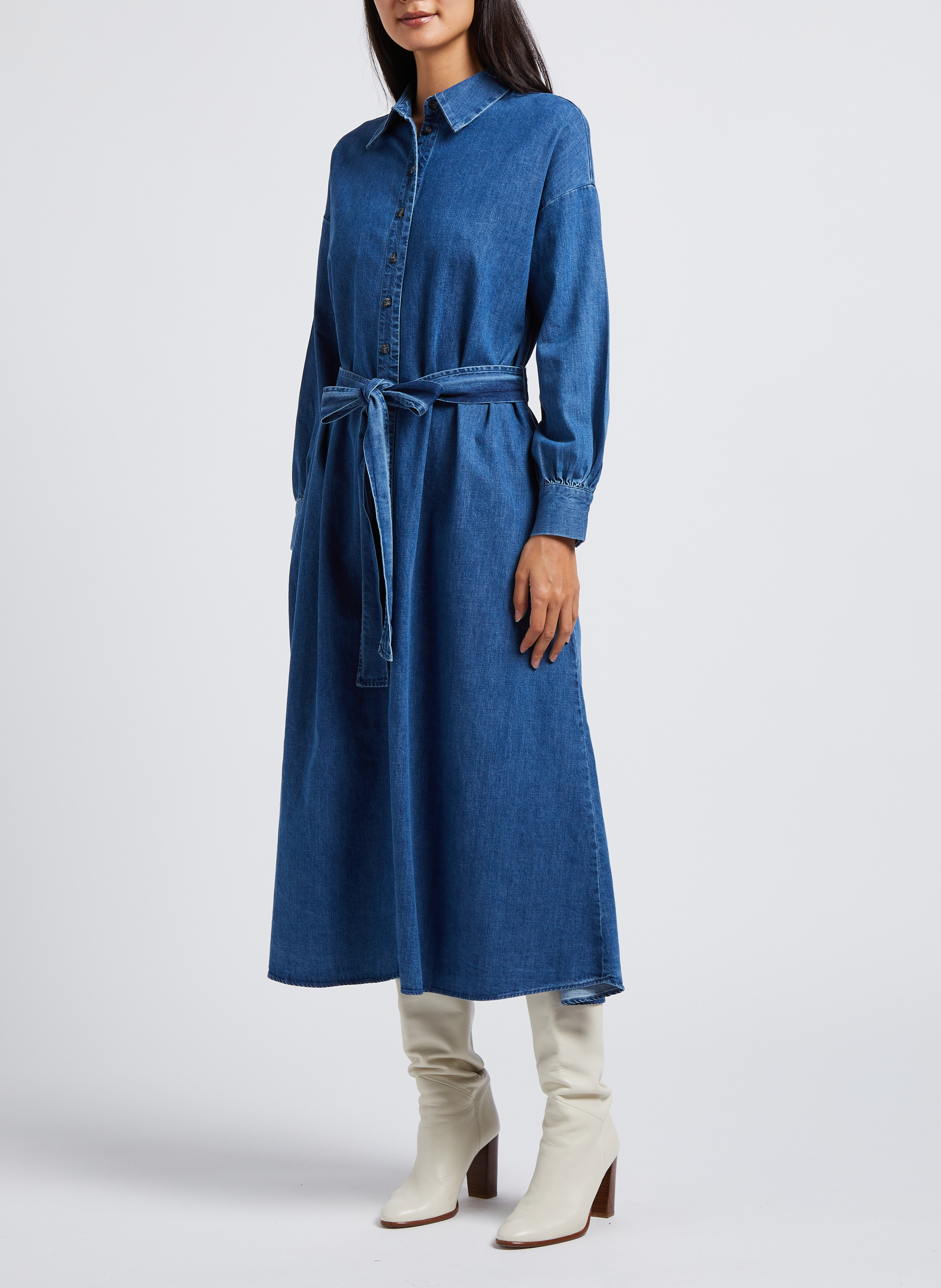Langes Hemdkleid aus Baumwolle RITA ROW Blau