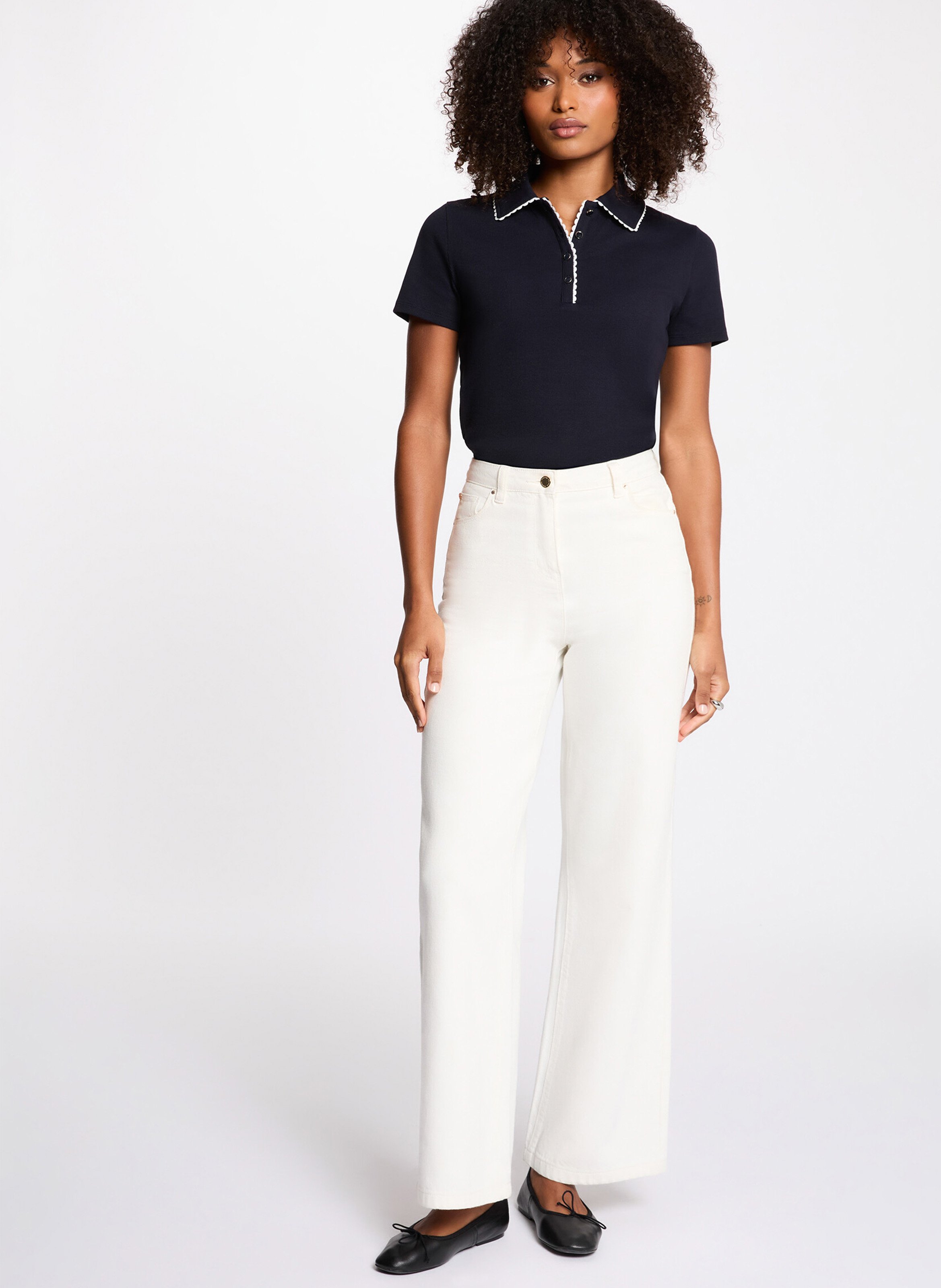 Polo met getailleerde pasvorm in effen breisel MORGAN Blauw