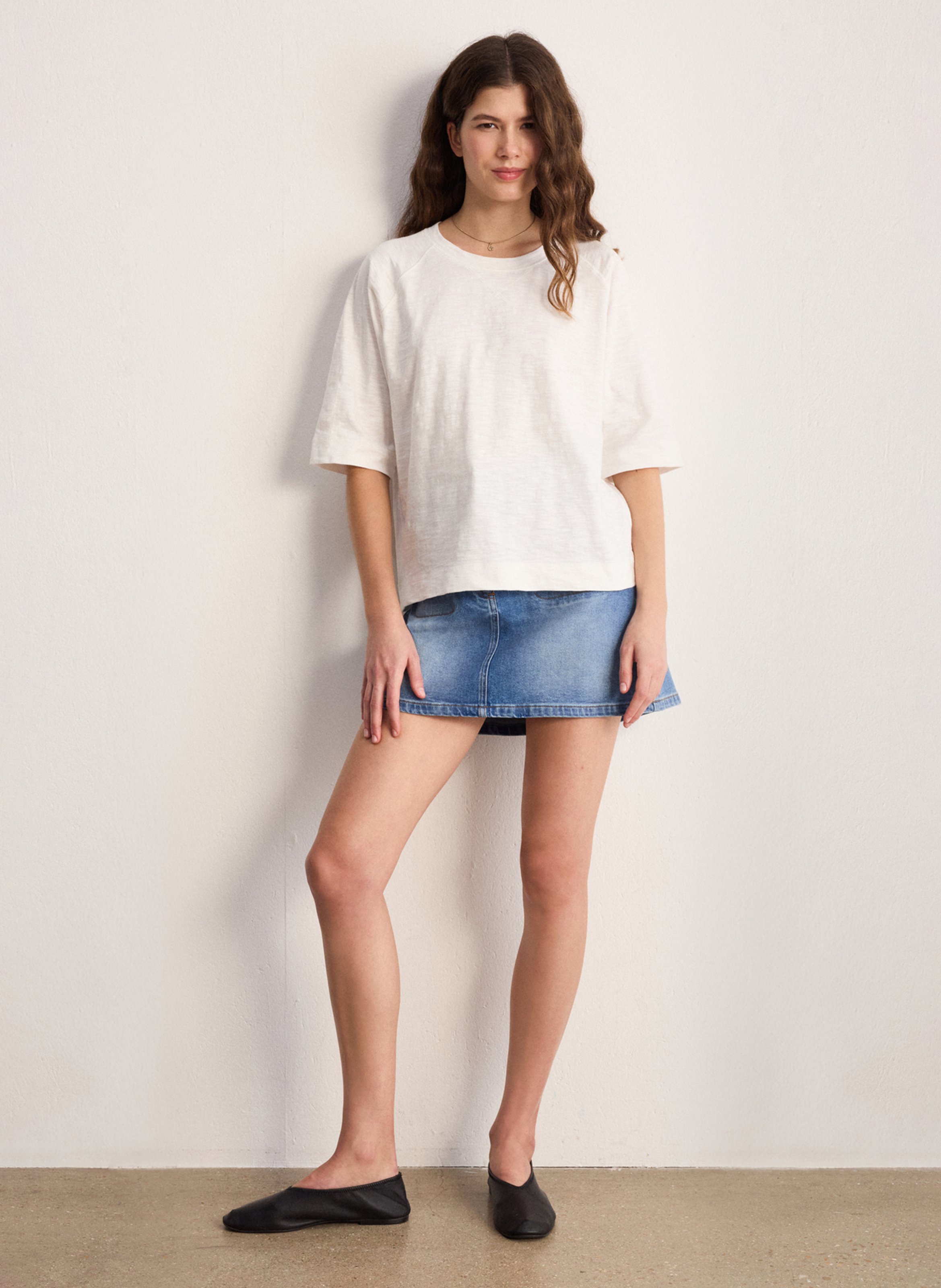 Tee-shirt oversize col rond en coton PABLO Blanc