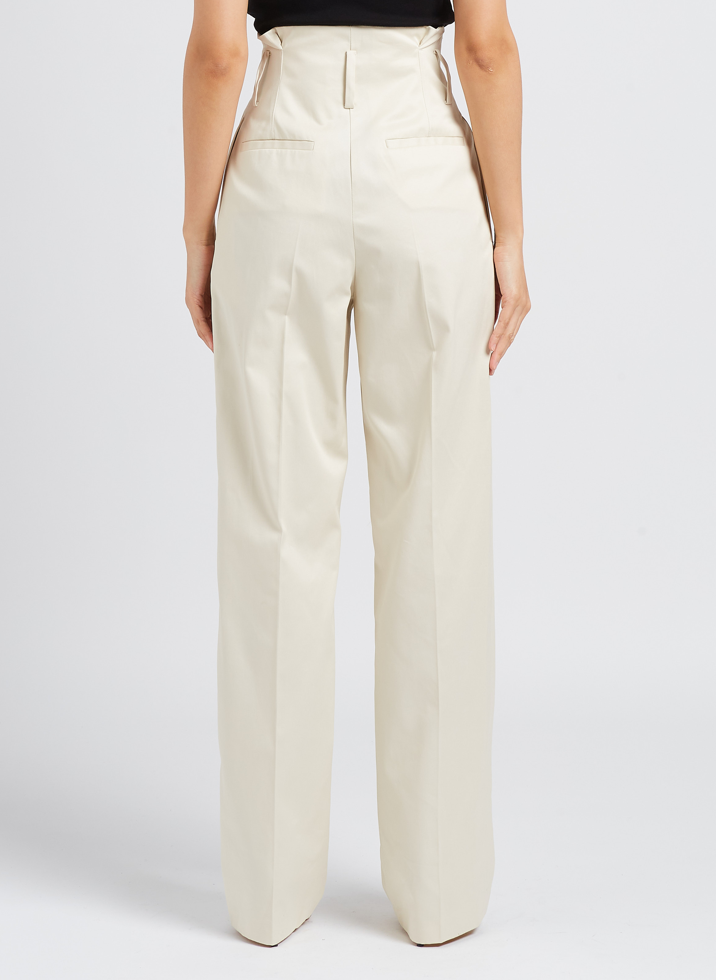 Gerade geschnittene Taillenhose aus Baumwolle mit Bundfalten IRO Weiss