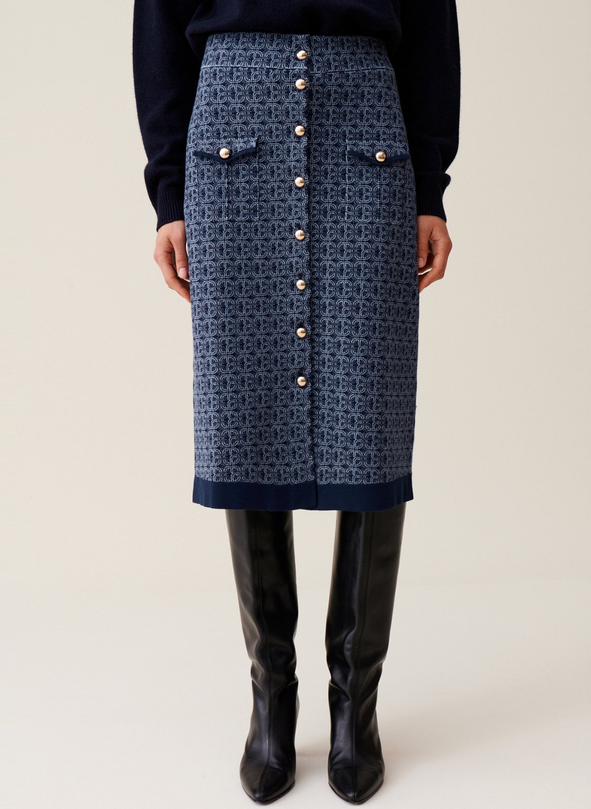 Jupe monogramme taille haute CLAUDIE PIERLOT Bleu