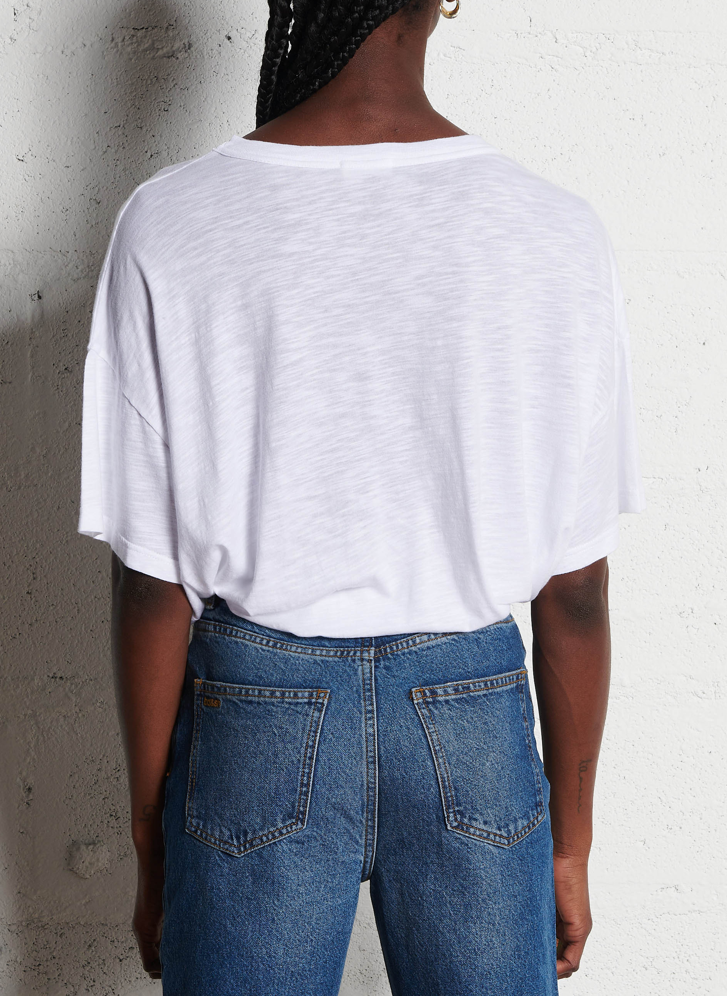 Tee-shirt col rond ample en coton mélangé AMERICAN VINTAGE Blanc