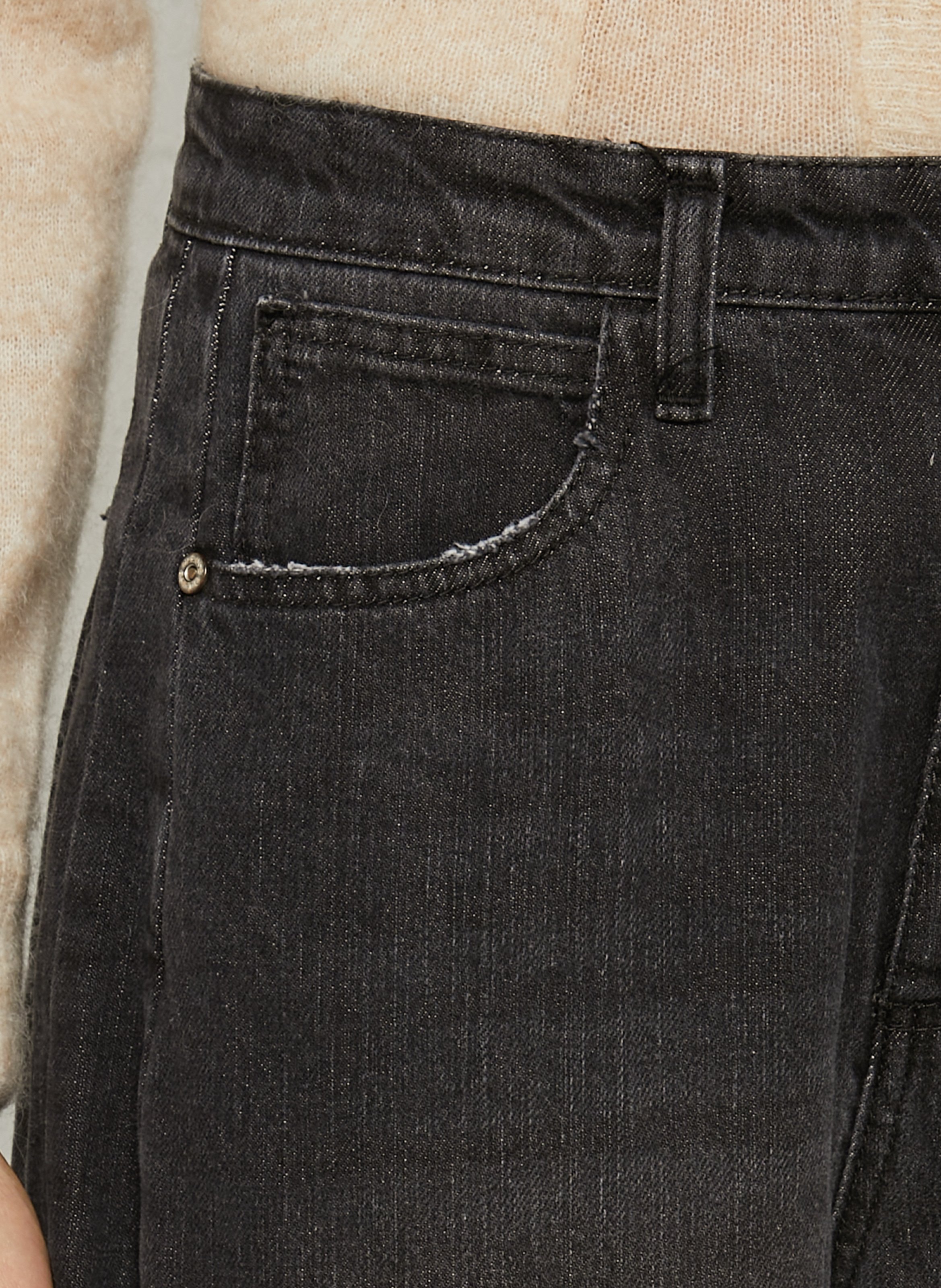 Jean large taille haute en coton PLEASE Noir