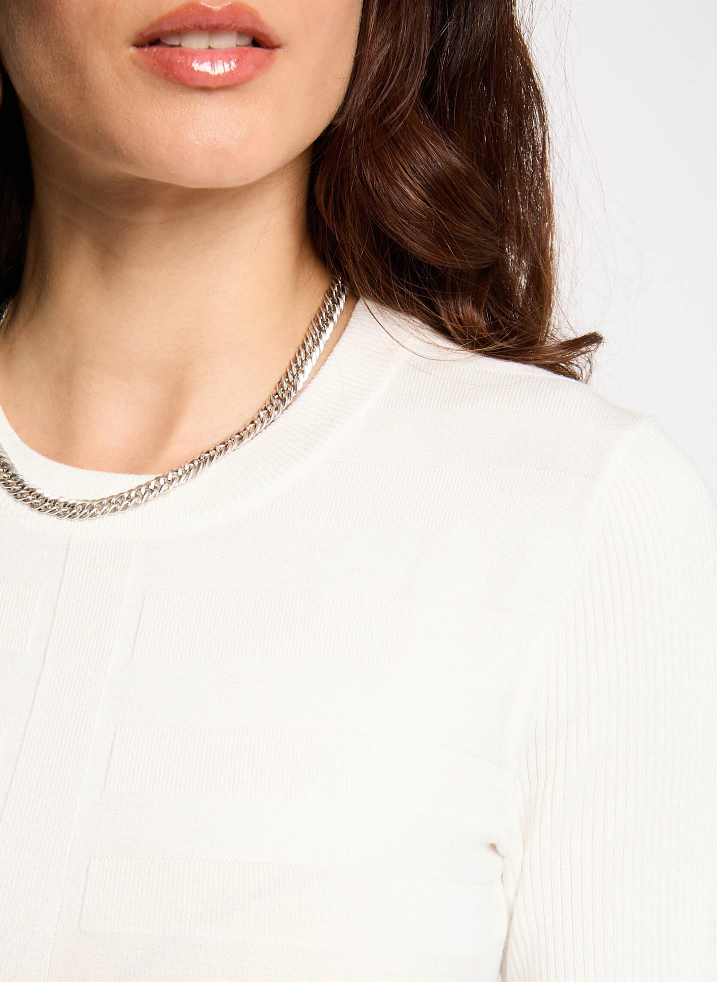 Kurzärmliger Pullover mit Rundhalsausschnitt MORGAN Beige