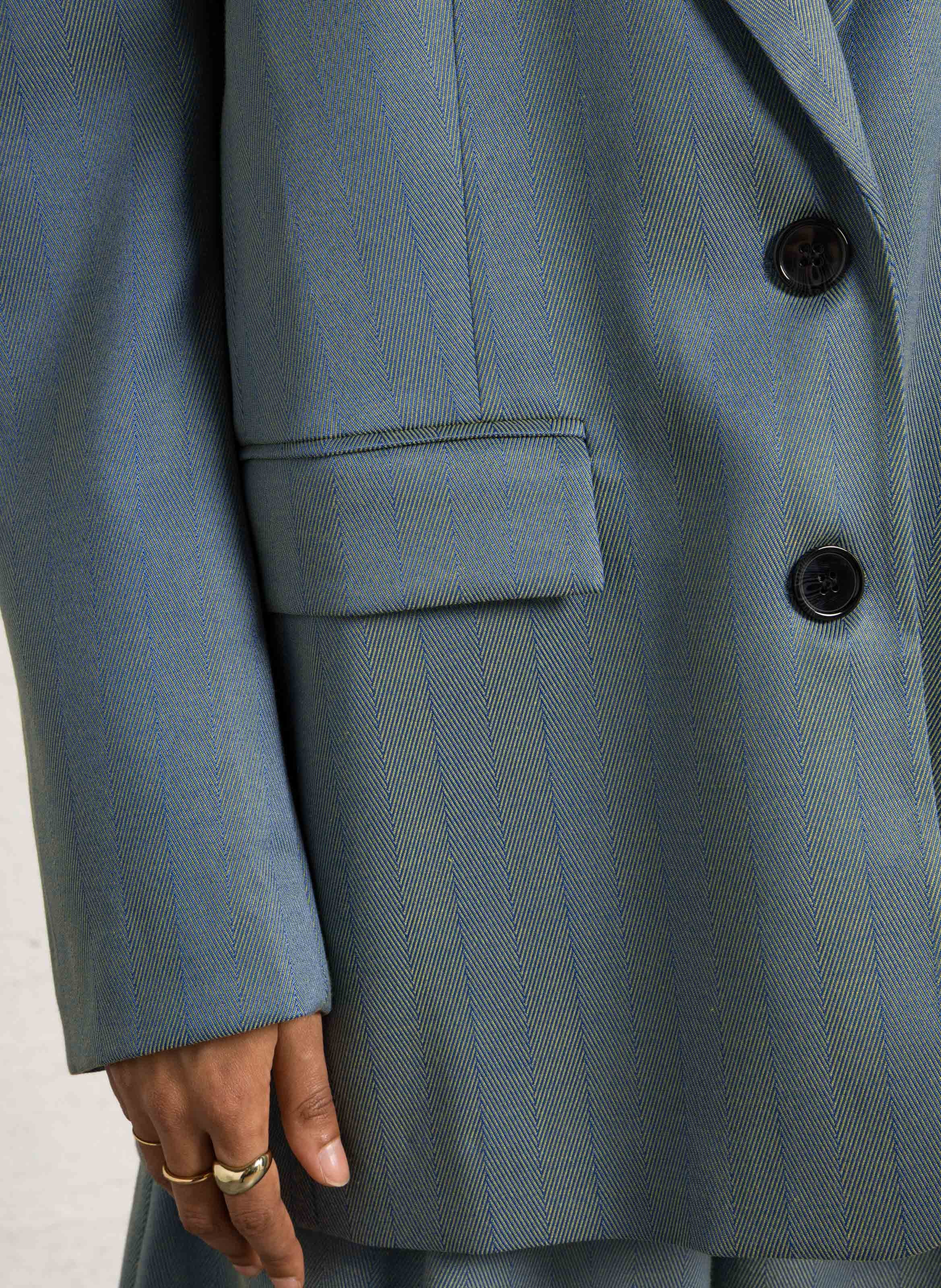 Veste tailleur imprimée oversize STELLA NOVA Bleu